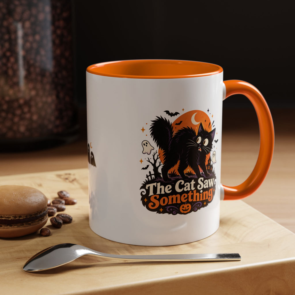 The Cat Saw Something Halloween Black Cat Accent Mug