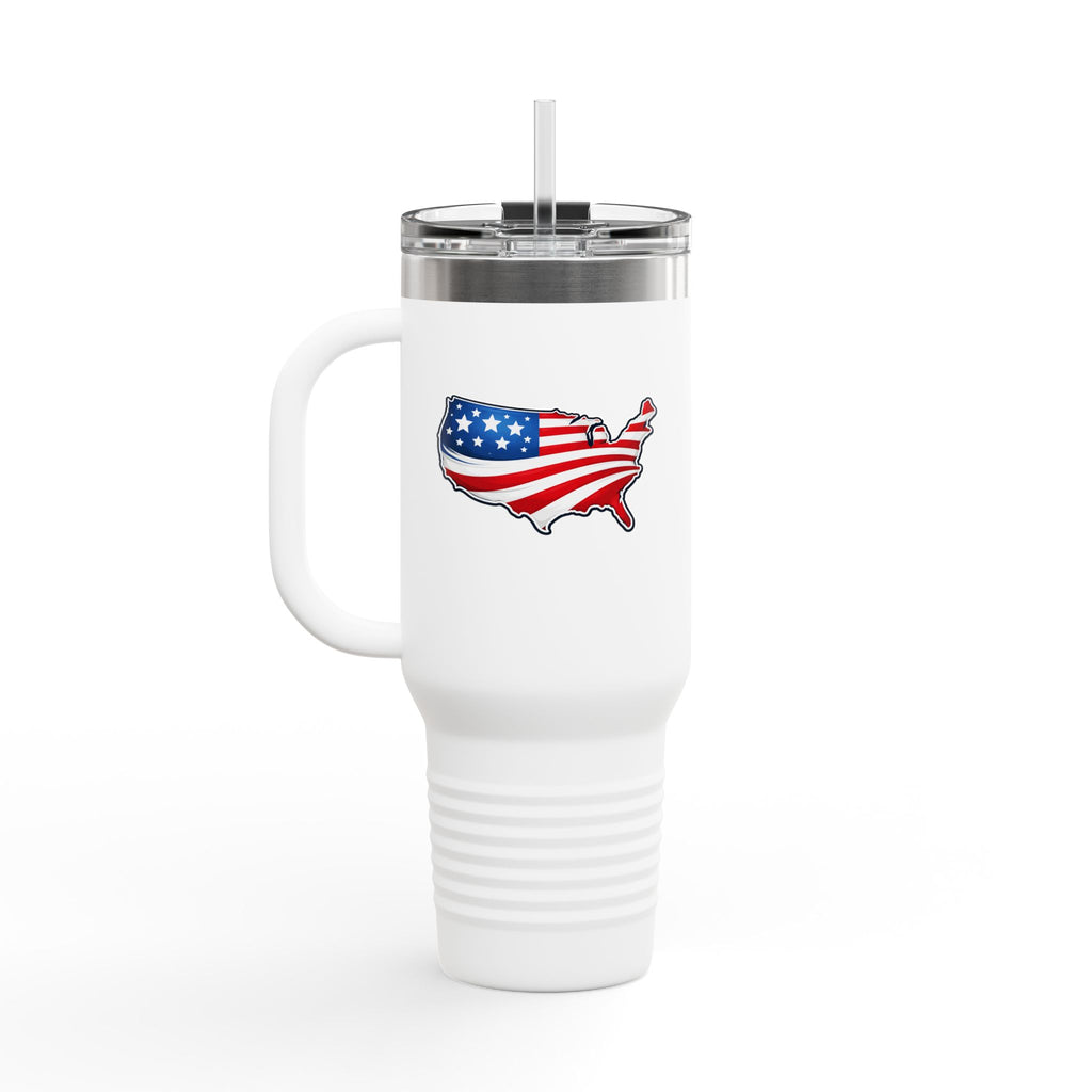 USA Map 40oz Insulated Tumbler with Handle | Patriotic Drinkware