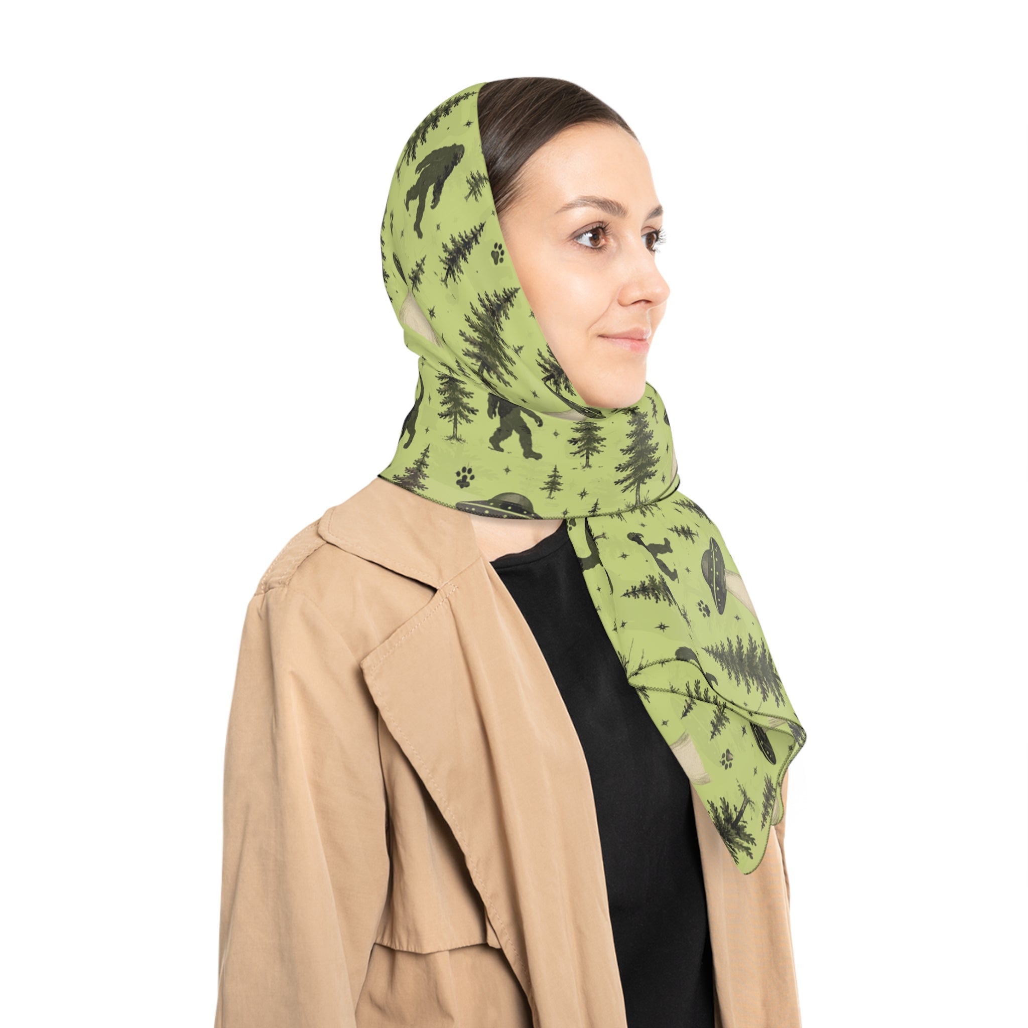 The Cat Saw It, Too Scarf | Bigfoot, UFO & Cat Cryptid Scarf