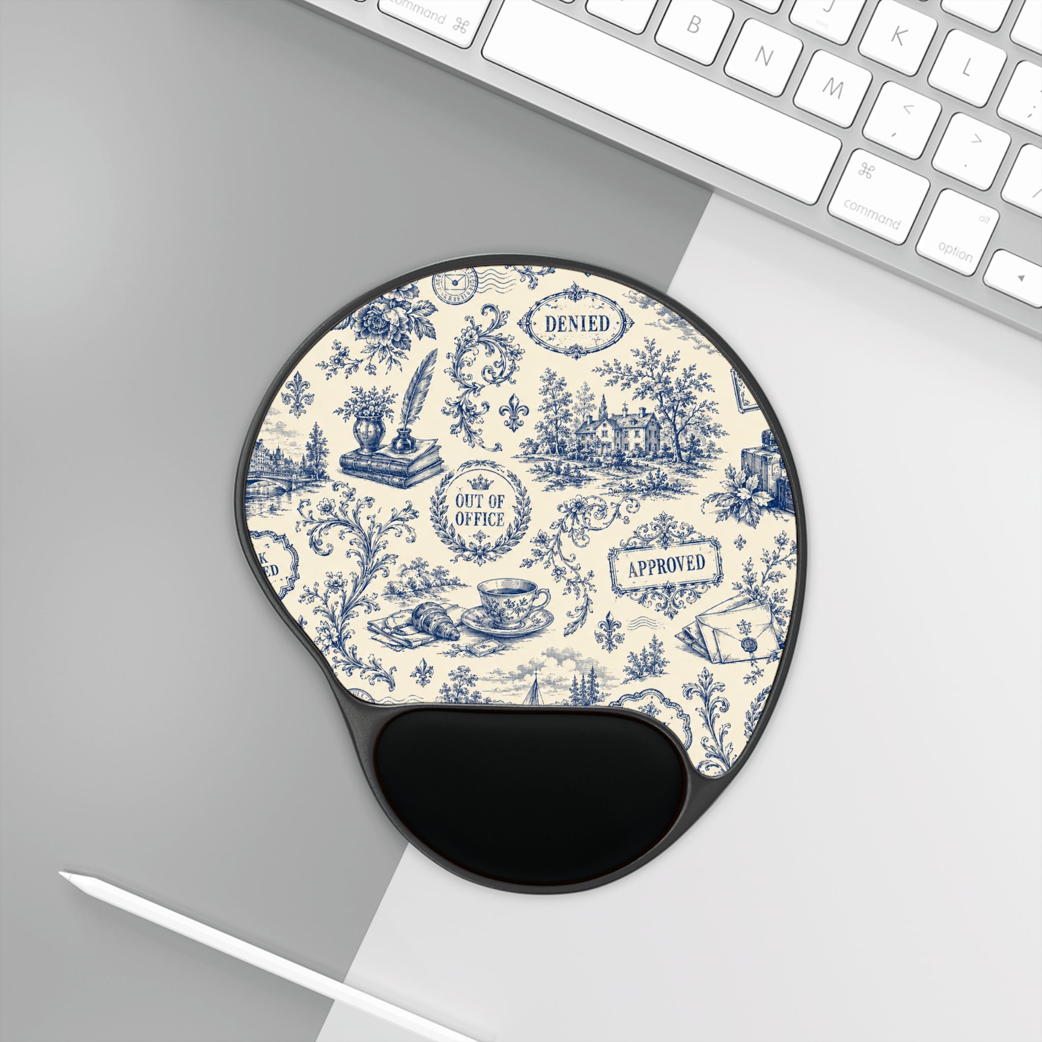 Out of Office Toile Ergonomic Mouse Pad