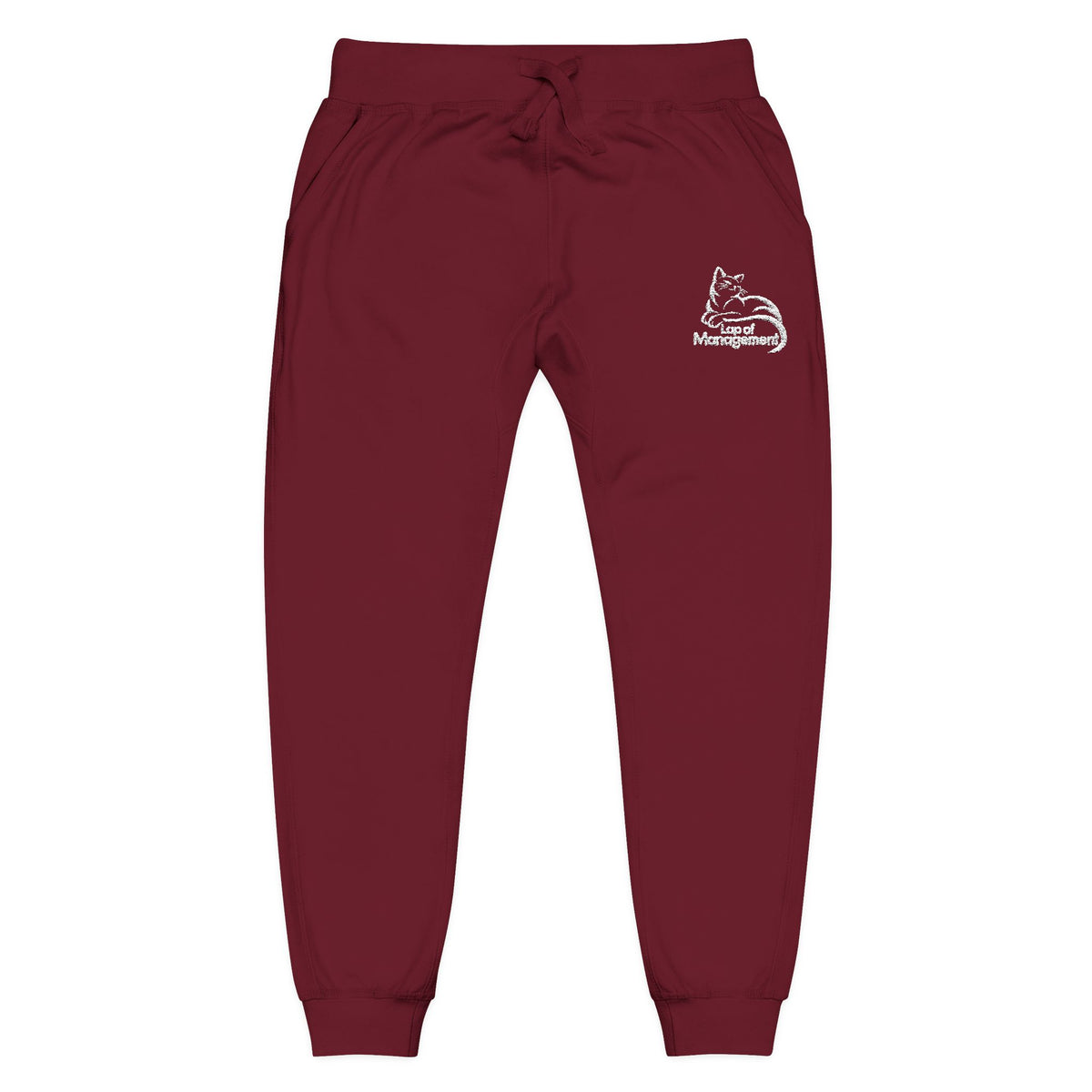 Lap of Management Embroidered Cat Fleece Joggers