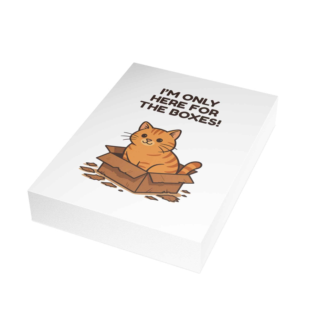 Only Here for the Boxes Cat Christmas Card – 10, 30, 50 pc. sets