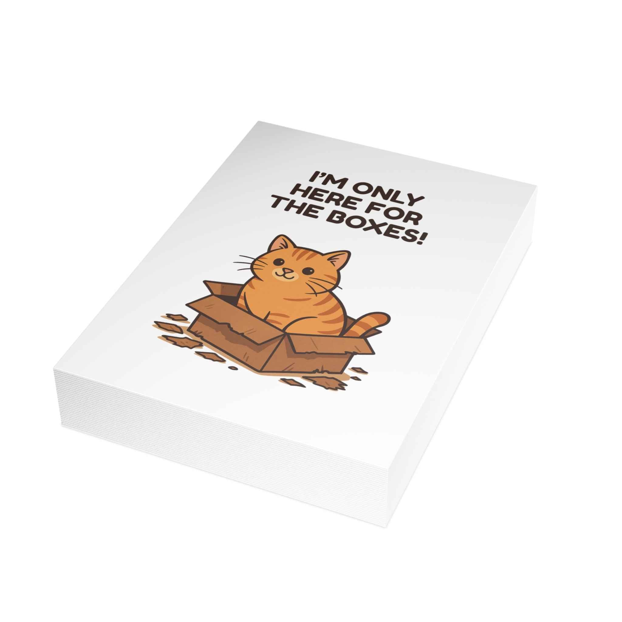 Only Here for the Boxes Cat Christmas Card – 10, 30, 50 pc. sets