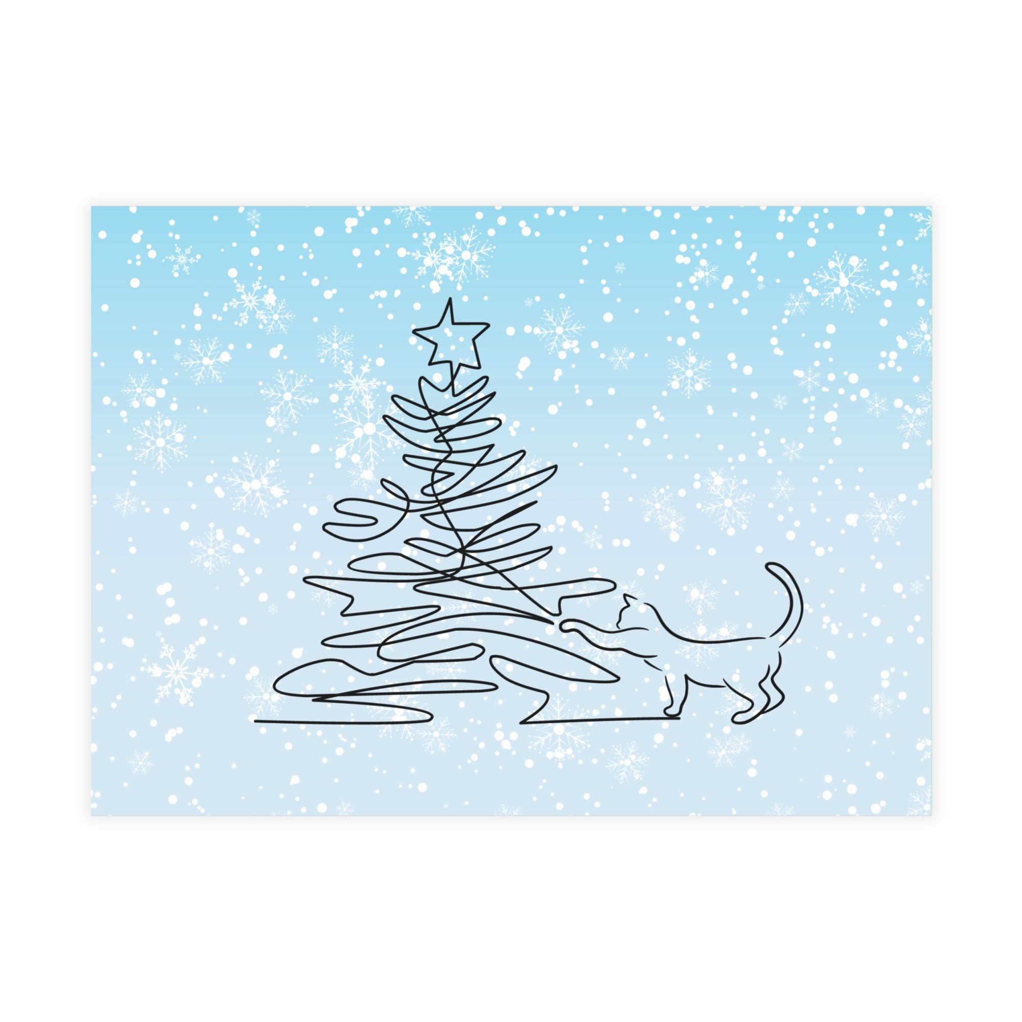 Kitty & Christmas Tree Postcard Bundles (envelopes included)