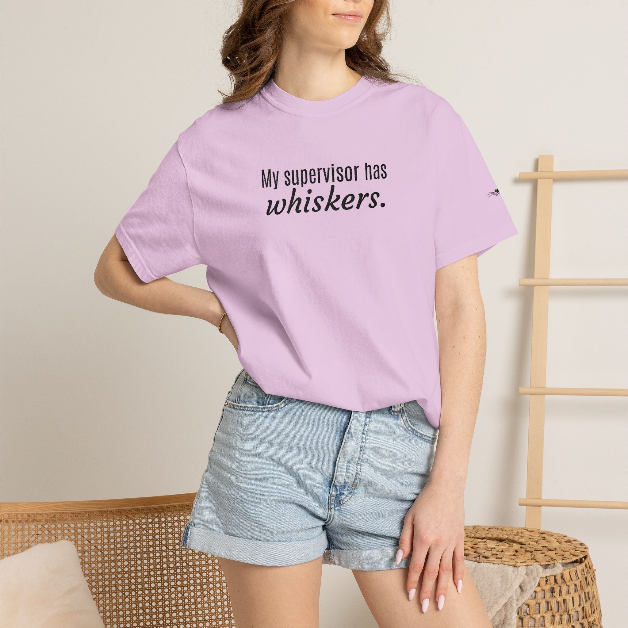 My Supervisor Has Whiskers Embroidered Comfort Colors T-Shirt