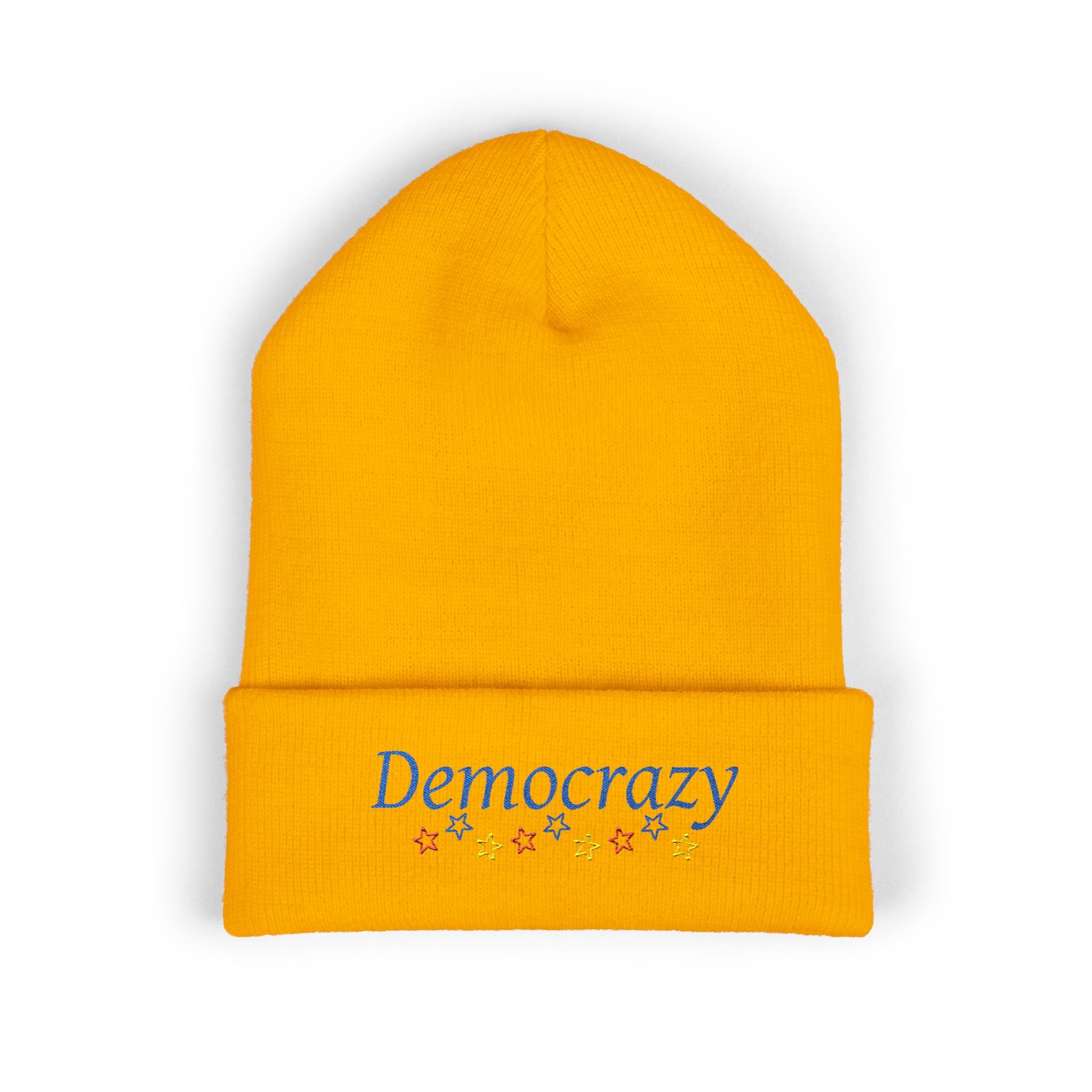 Democrazy Cuffed Beanie – Political Satire Knit Hat