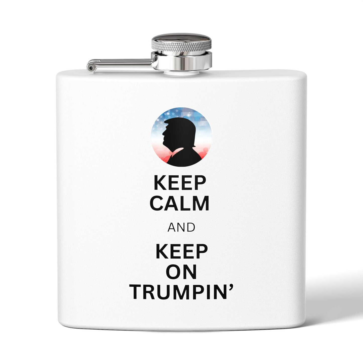 Keep Calm & Keep Trumpin' Flask - 6oz Stainless Steel Flask for Celebrations Printify