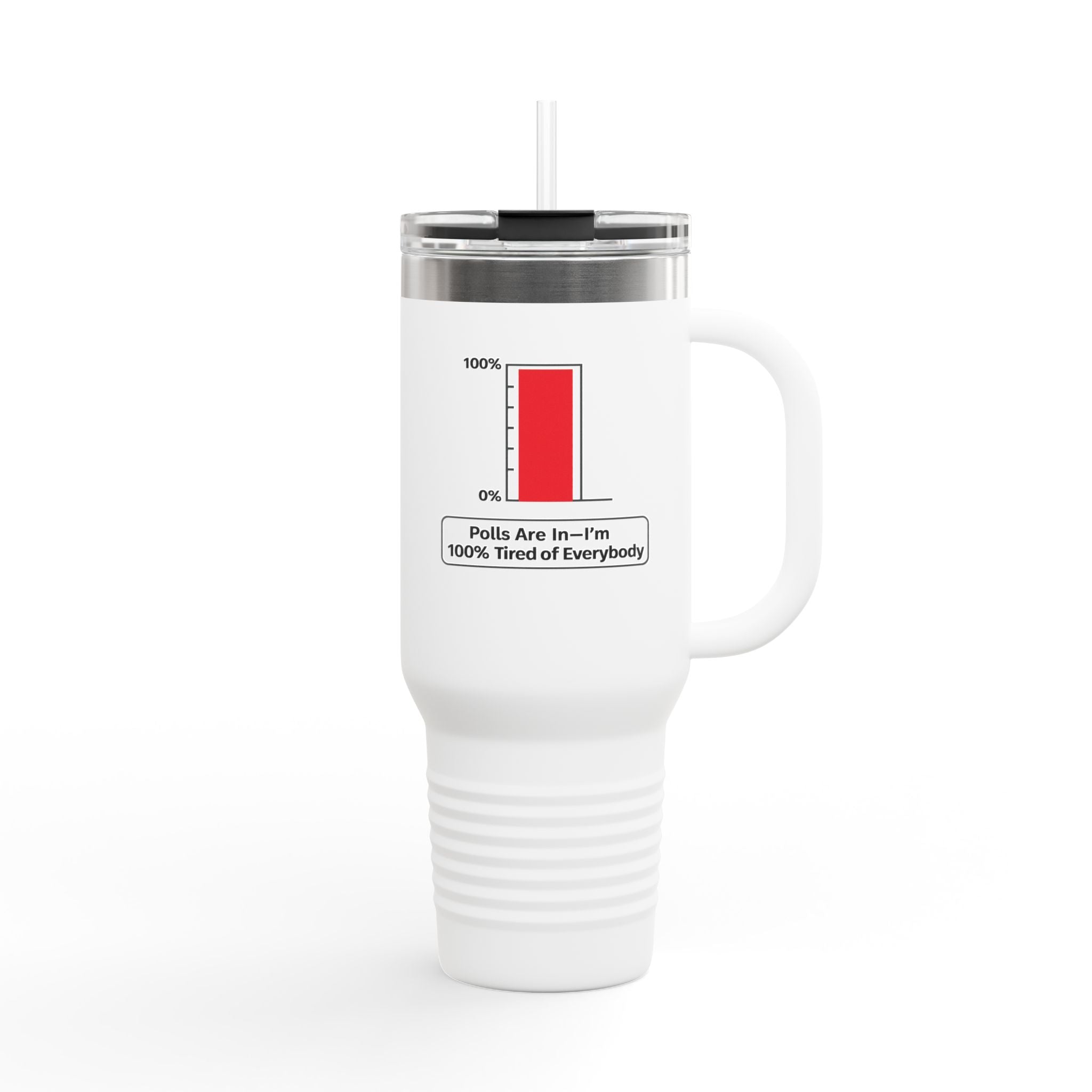 “Polls Are In—I'm 100% Tired of Everybody” 40oz Parody Travel Mug