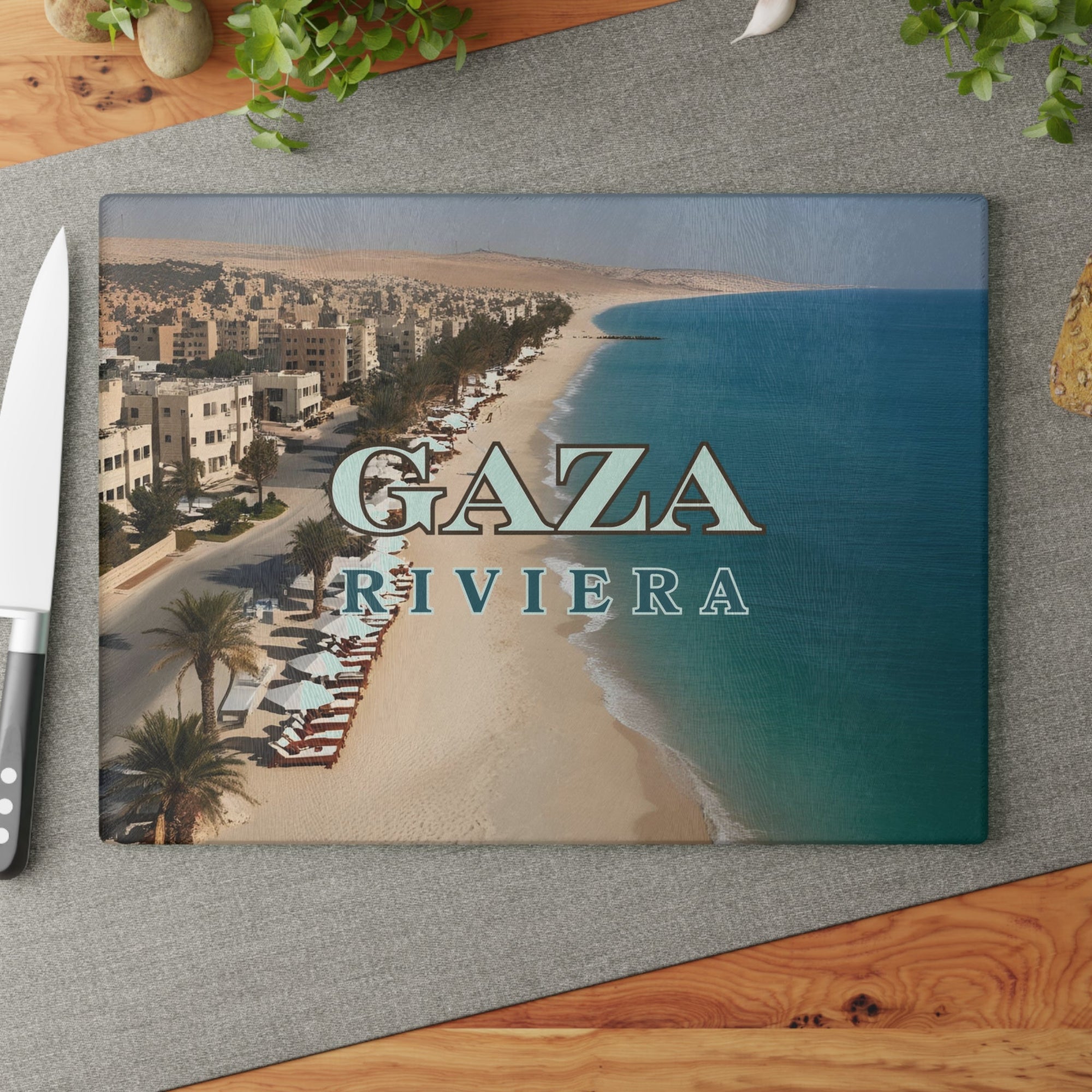 Gaza Riviera Glass Cutting Board Printify
