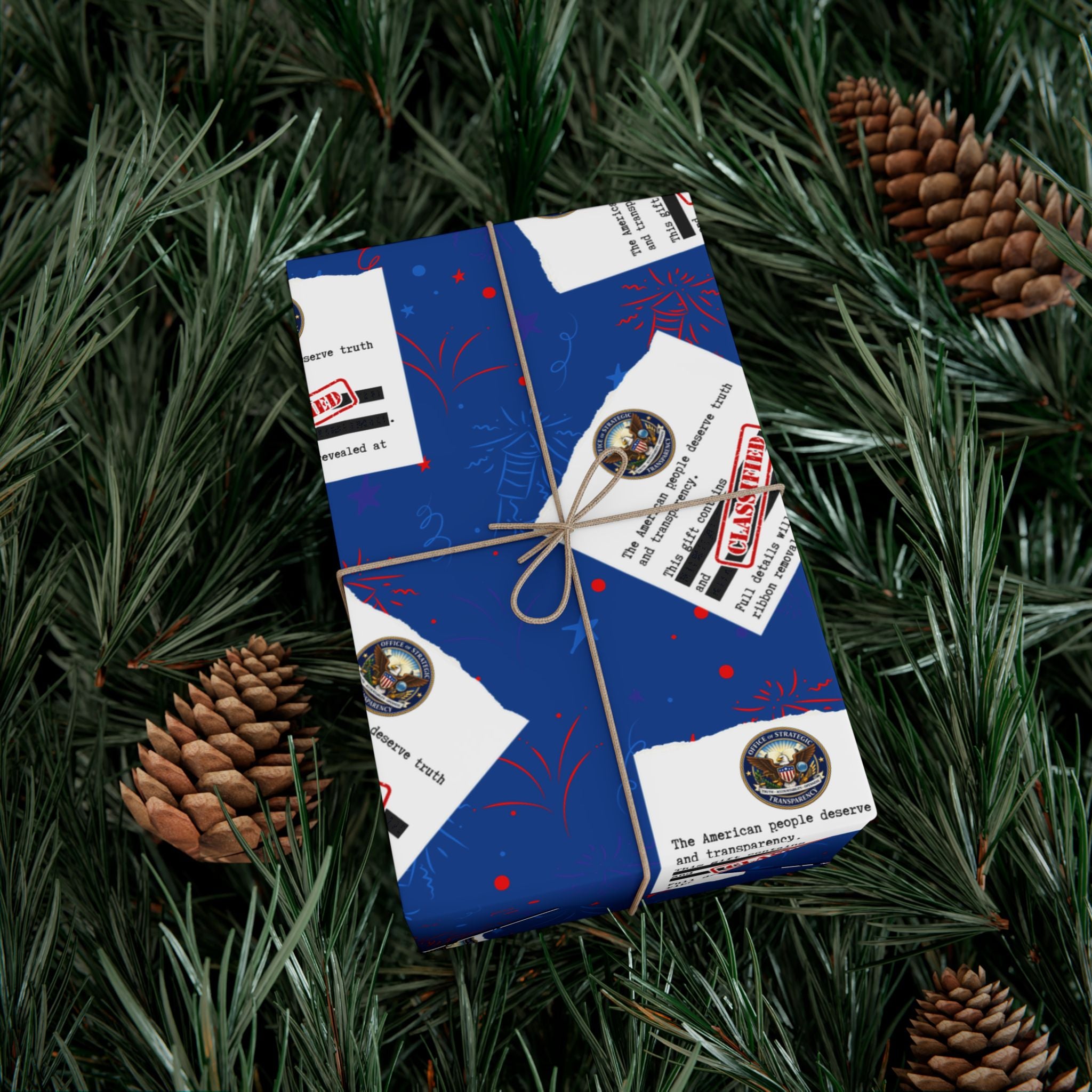 Classified Documents All-Occasion Gift Wrap – Redacted Files Political Satire Wrapping Paper
