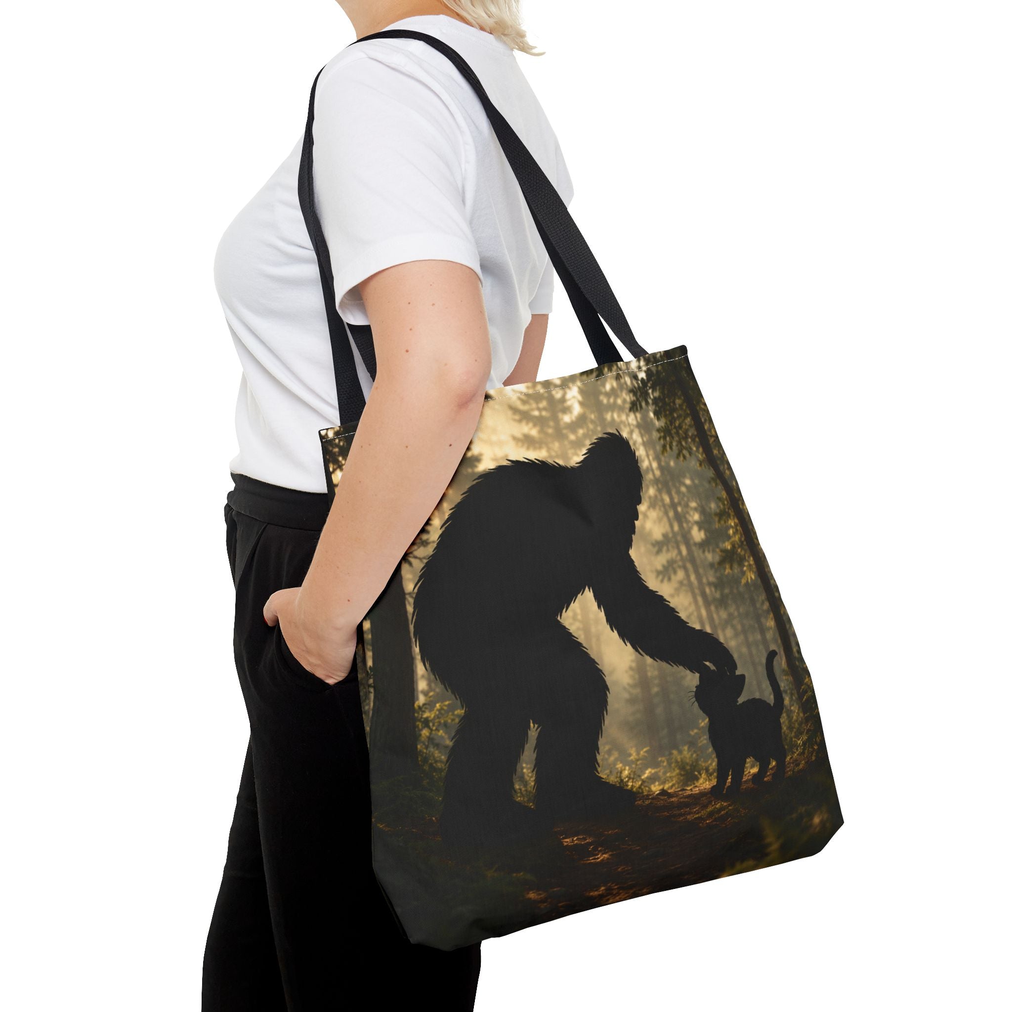 The Cat Saw It, Too Bigfoot & Cat Tote Bag