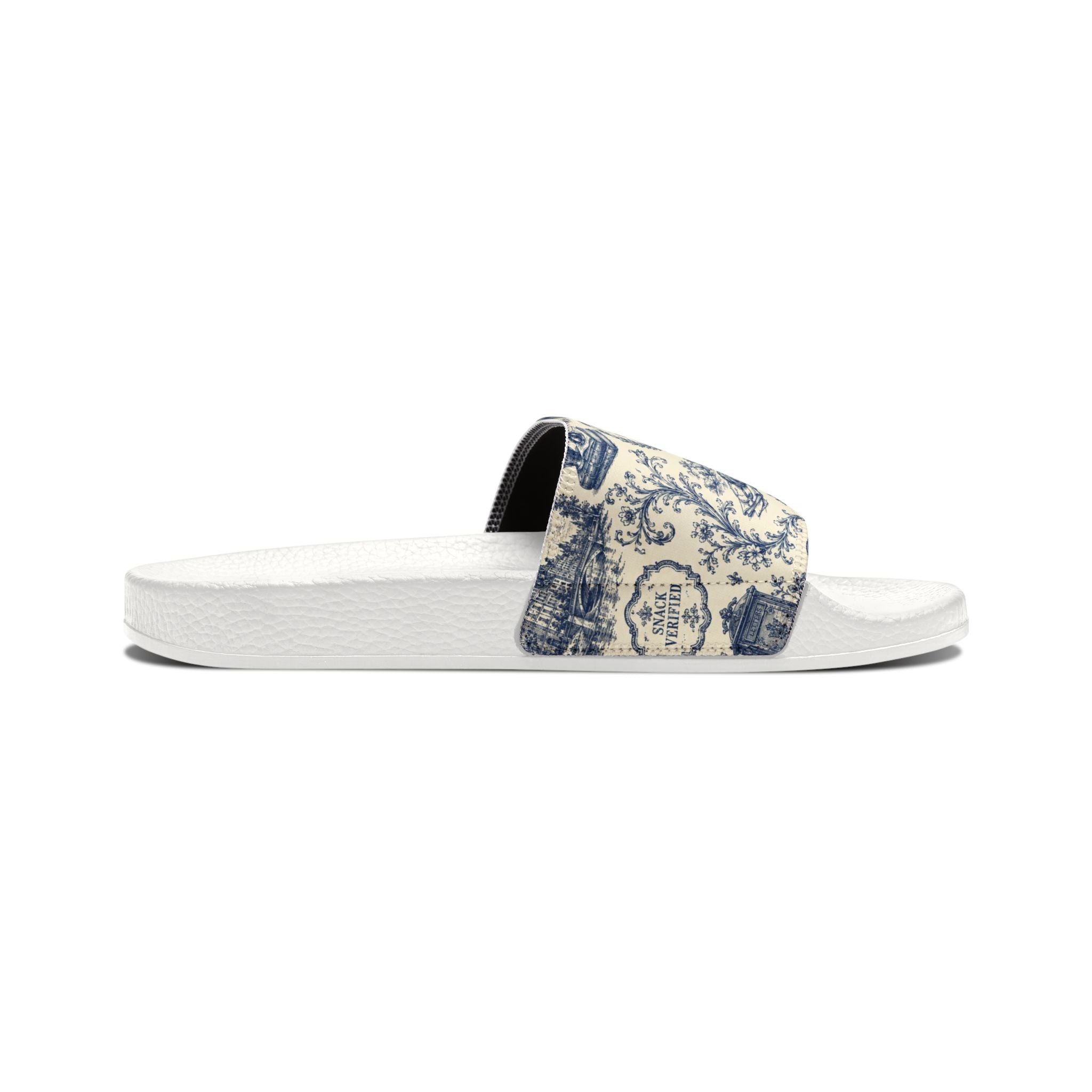 Out of Office Blue Toile Slide Sandals (Removable Strap)