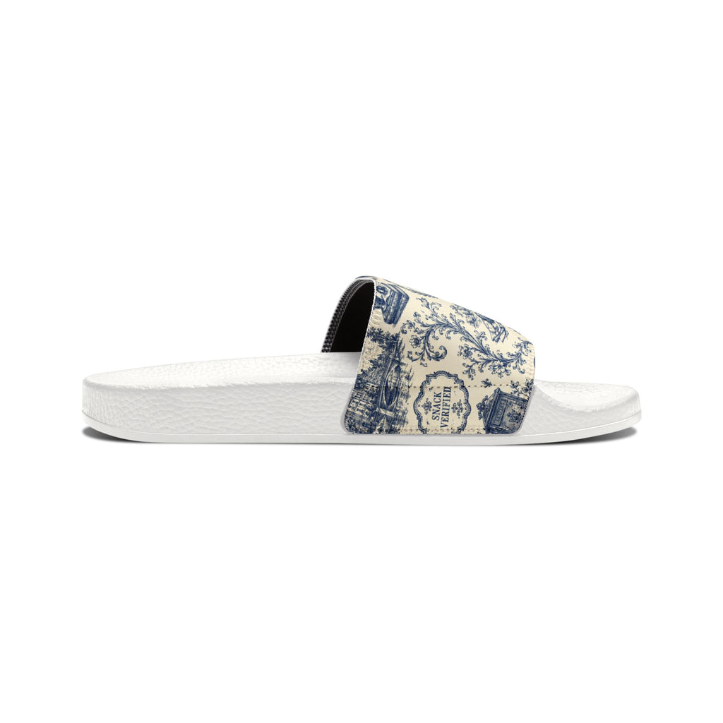 Out of Office Blue Toile Slide Sandals (Removable Strap)