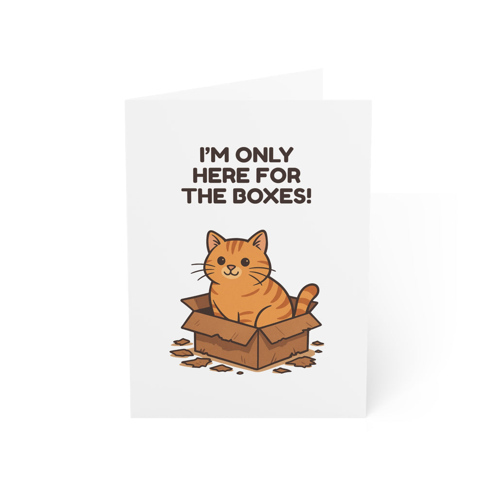 Only Here for the Boxes Cat Christmas Card – 10, 30, 50 pc. sets