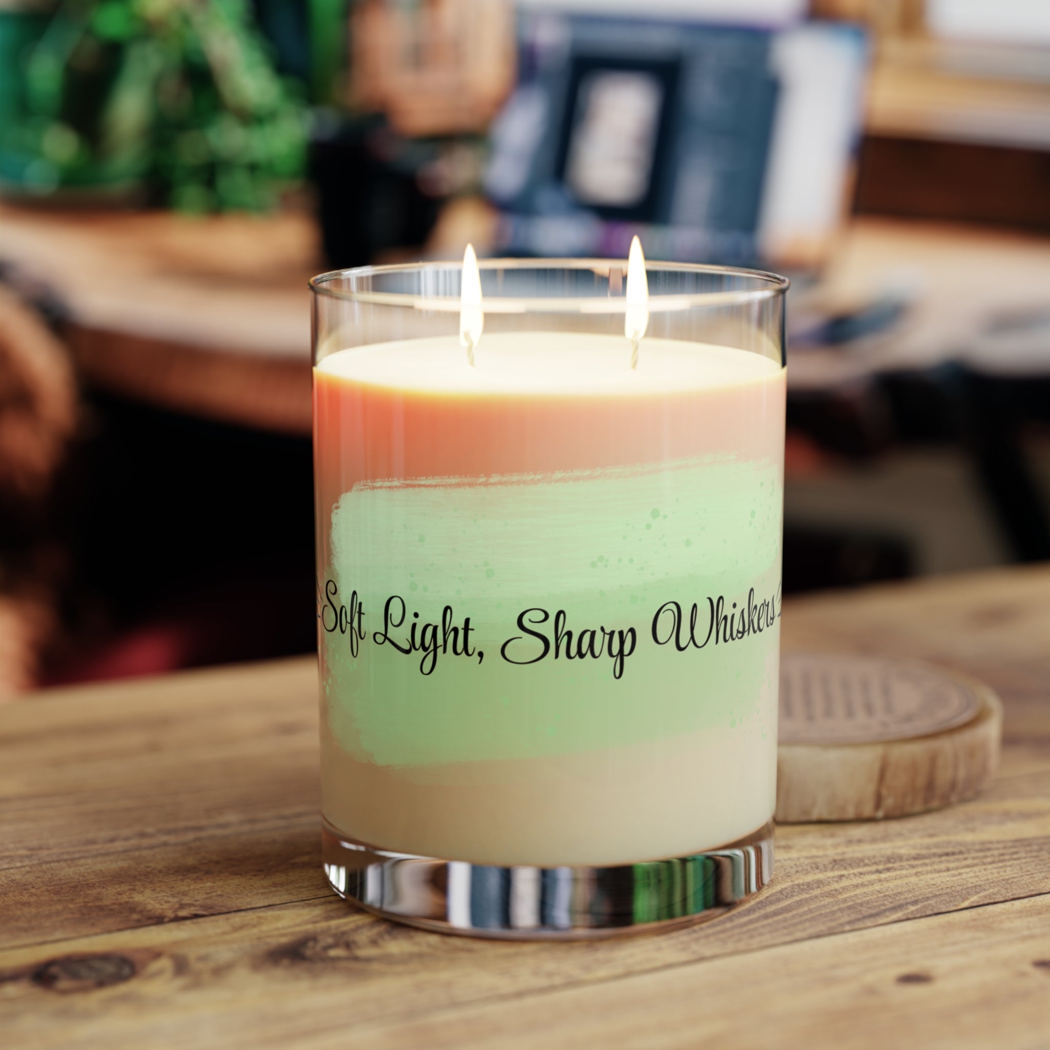 Soft Light, Sharp Whiskers – Cat Lover Scented Glass Candle