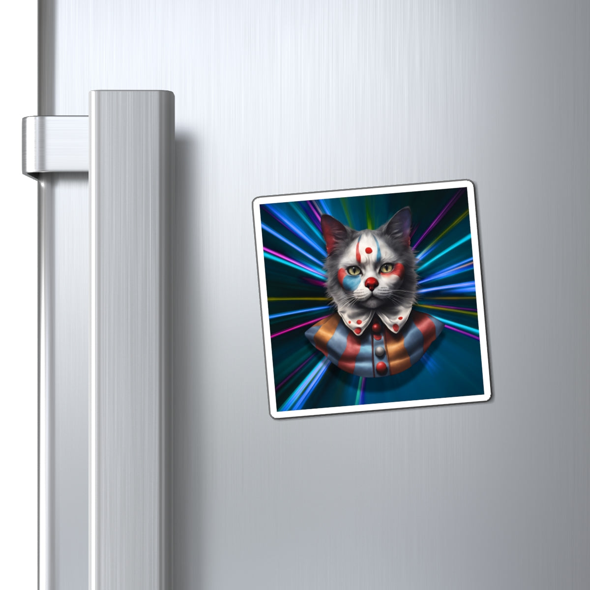 Whimsical Cat Clown Magnet - Colorful Home Decor for Cat Lovers