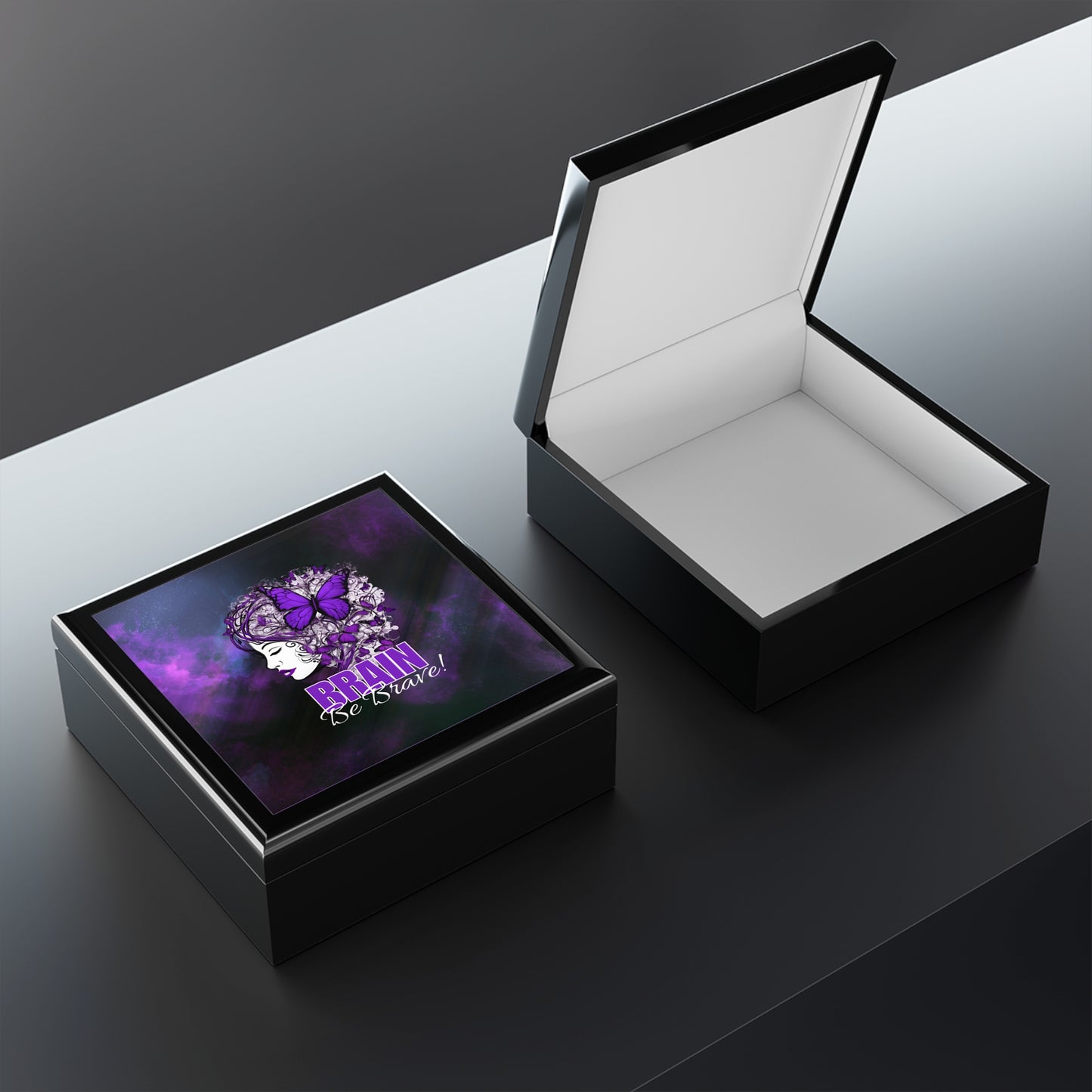 Purple Brain Be Brave Jewelry Box