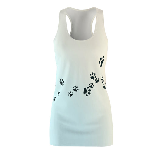 Women's Racerback Dress with Paw Print Design - Casual & Fun Pet Lovers' Apparel Printify