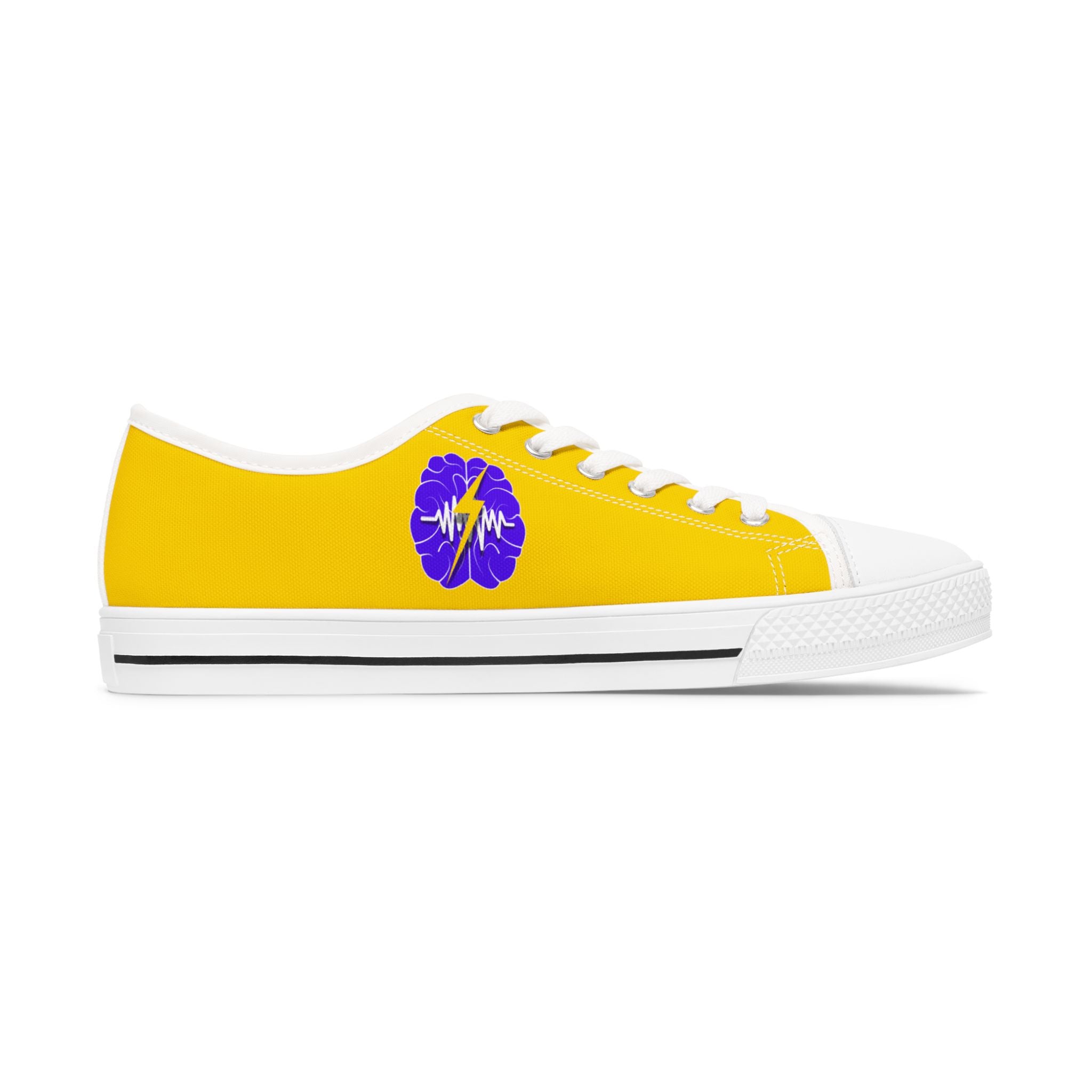 Electric Brain Yellow Low-Top Sneakers for Women