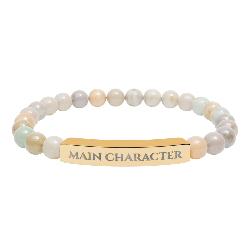 Main Character Natural Stone Engraved Bar Bracelet