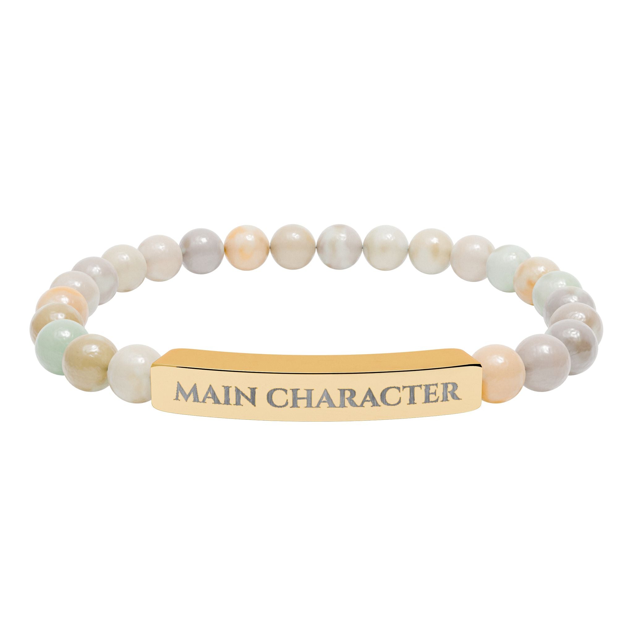 Main Character Natural Stone Engraved Bar Bracelet