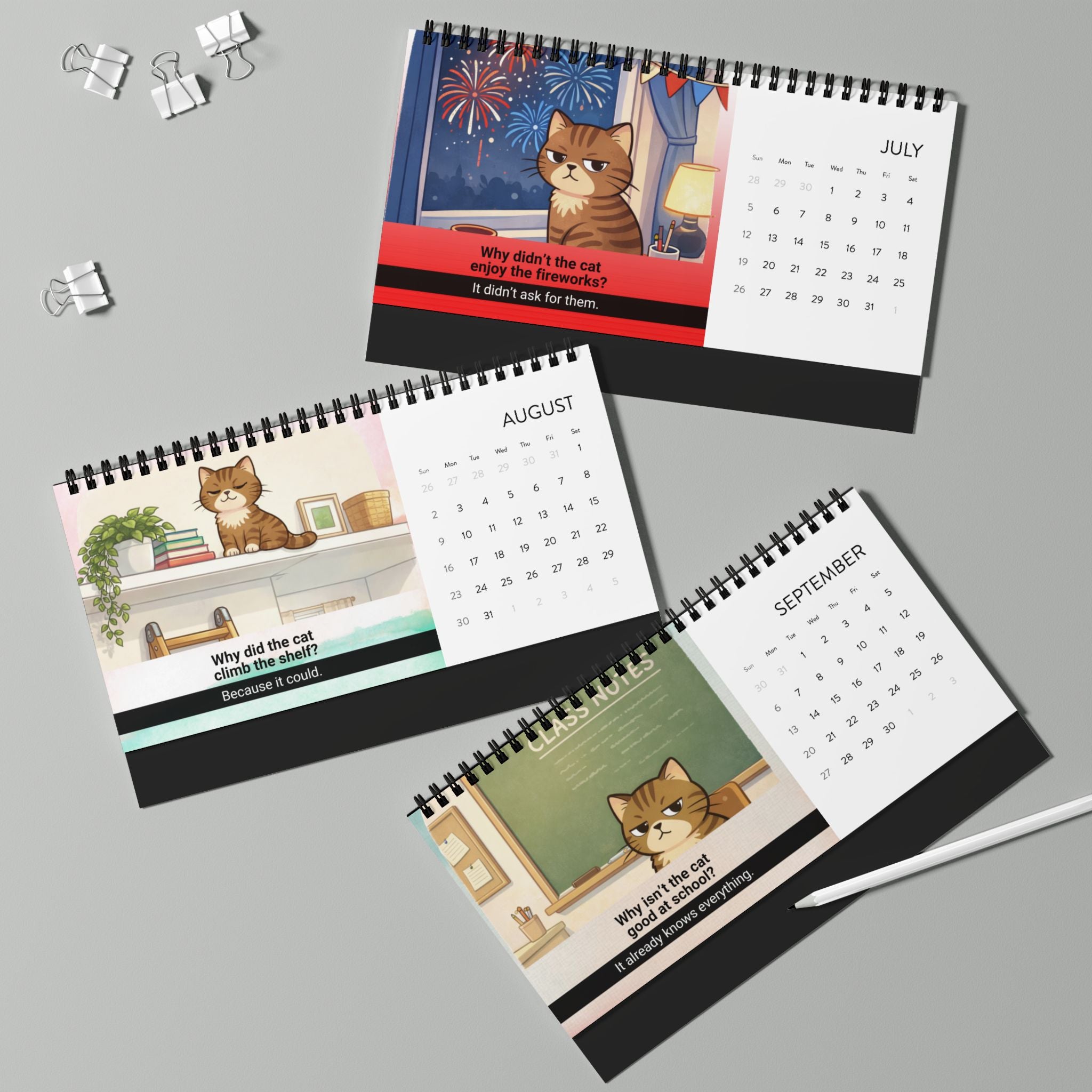 Cat Logic: Monthly Observations from a Higher Surface – 2026 Desk Calendar