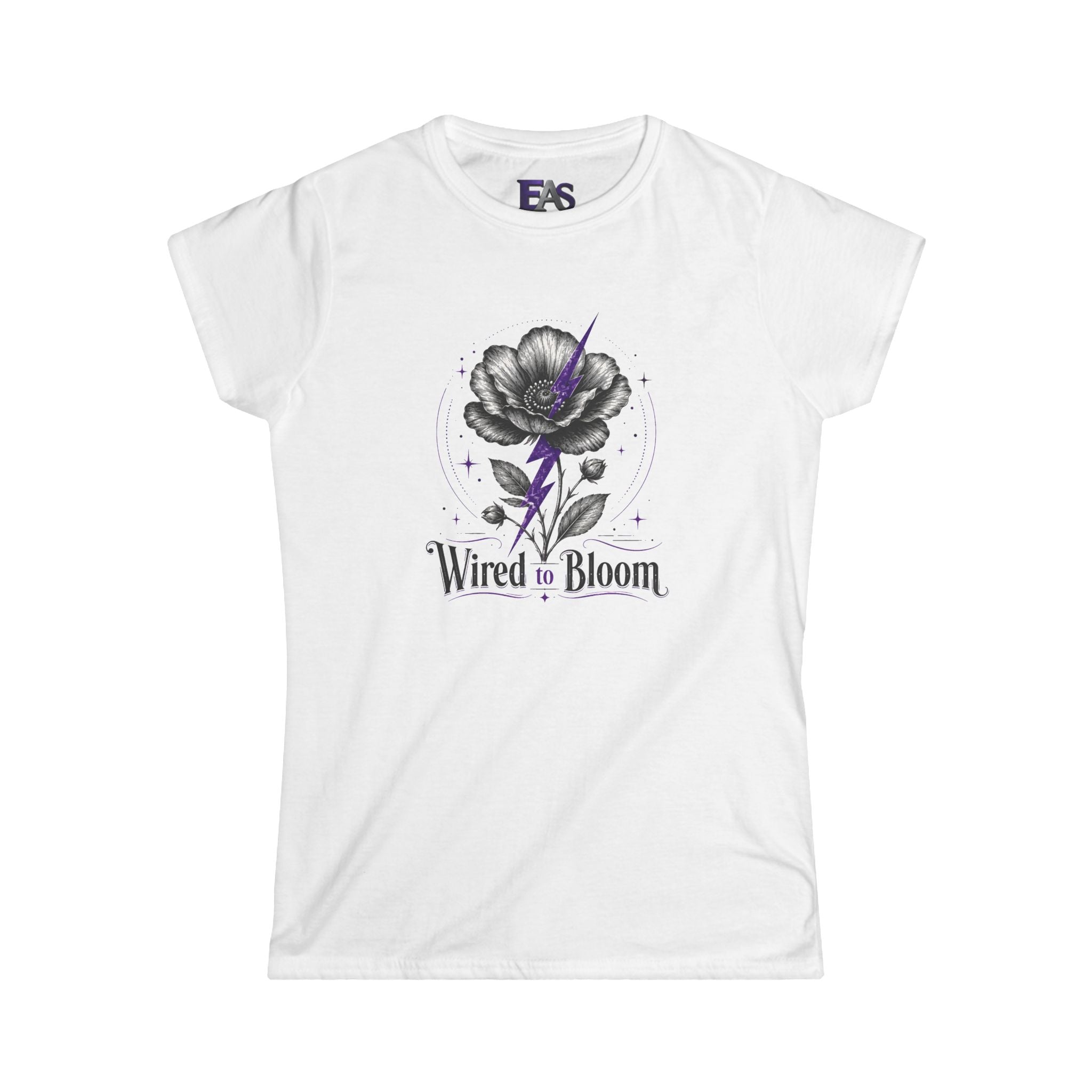 Wired to Bloom Epilepsy Awareness T-Shirt | Subtle Purple Lightning Floral Tee