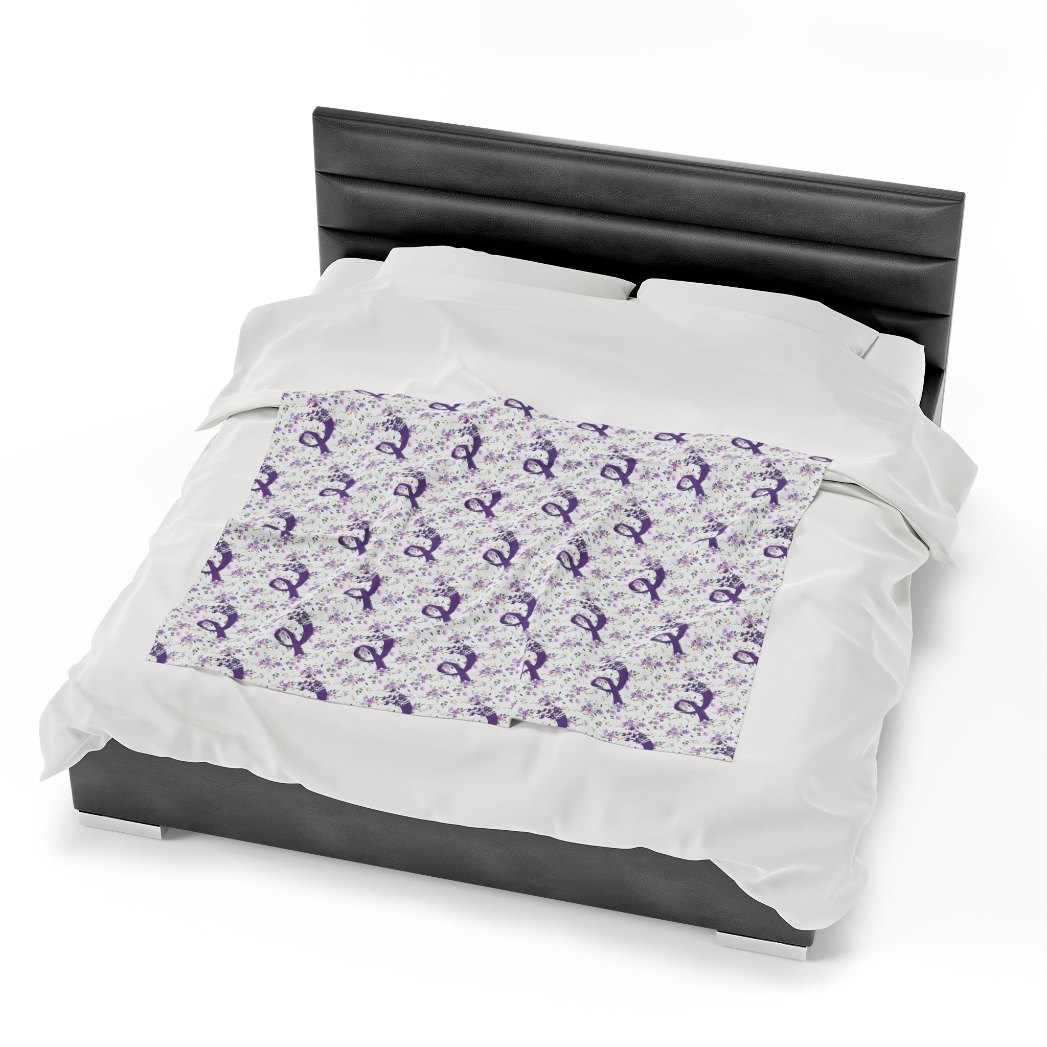 Purple Flowers Epilepsy Awareness Velveteen Plush Blanket - EpiAl's Shop