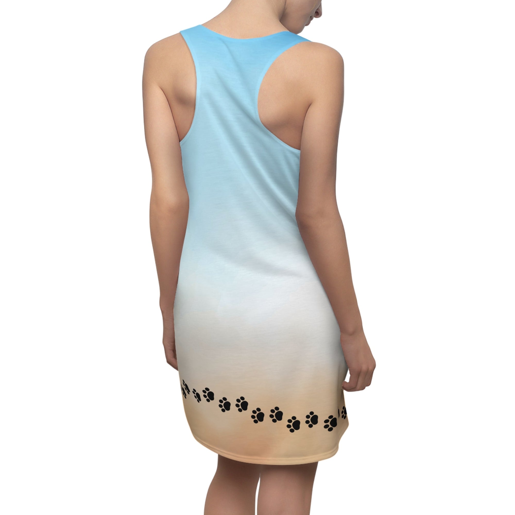 Paw Print Women's Racerback Dress - Beach Vibes for CatLovers Printify