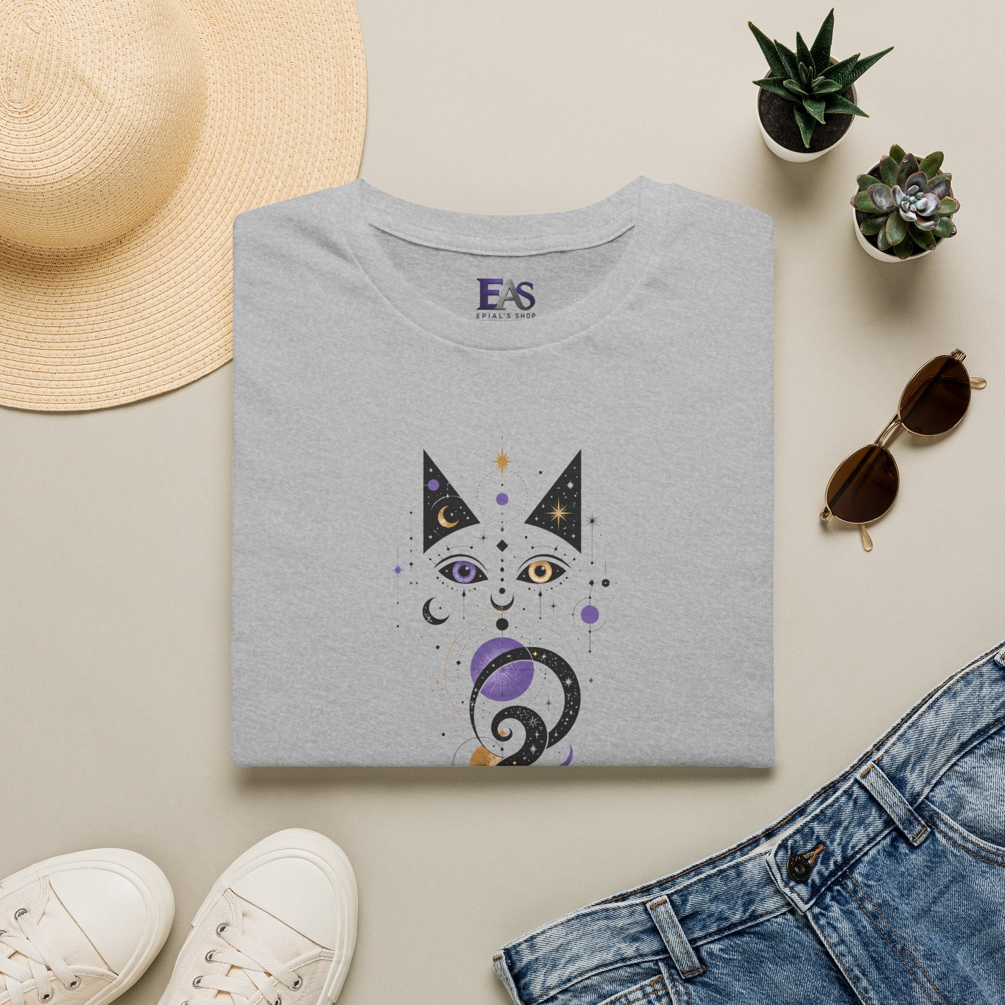 Celestial Cat T-Shirt | Mystical Cosmic Cat Graphic Tee