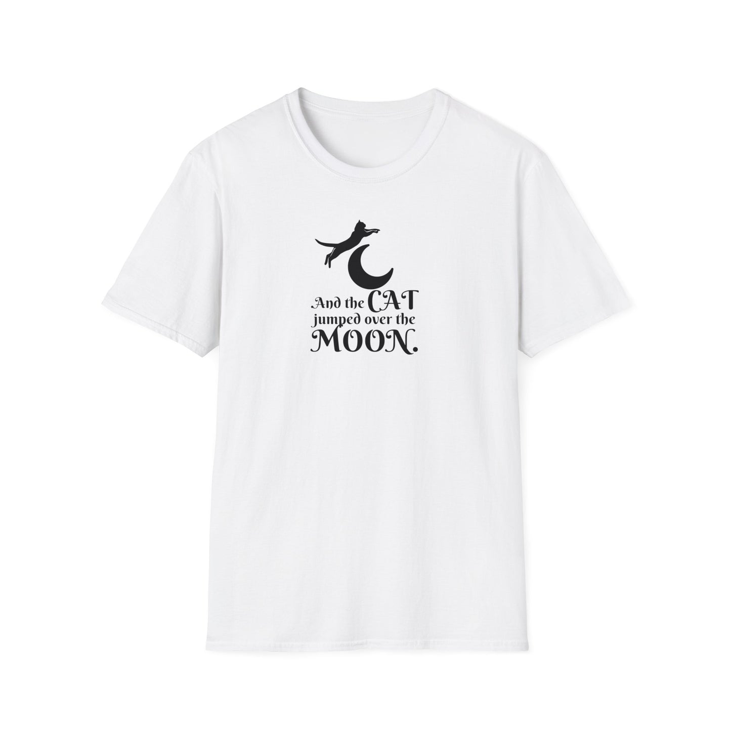 Cat Jumped Over the Moon Unisex Softstyle T - Shirt - T - Shirt - Epileptic Al’s Shop