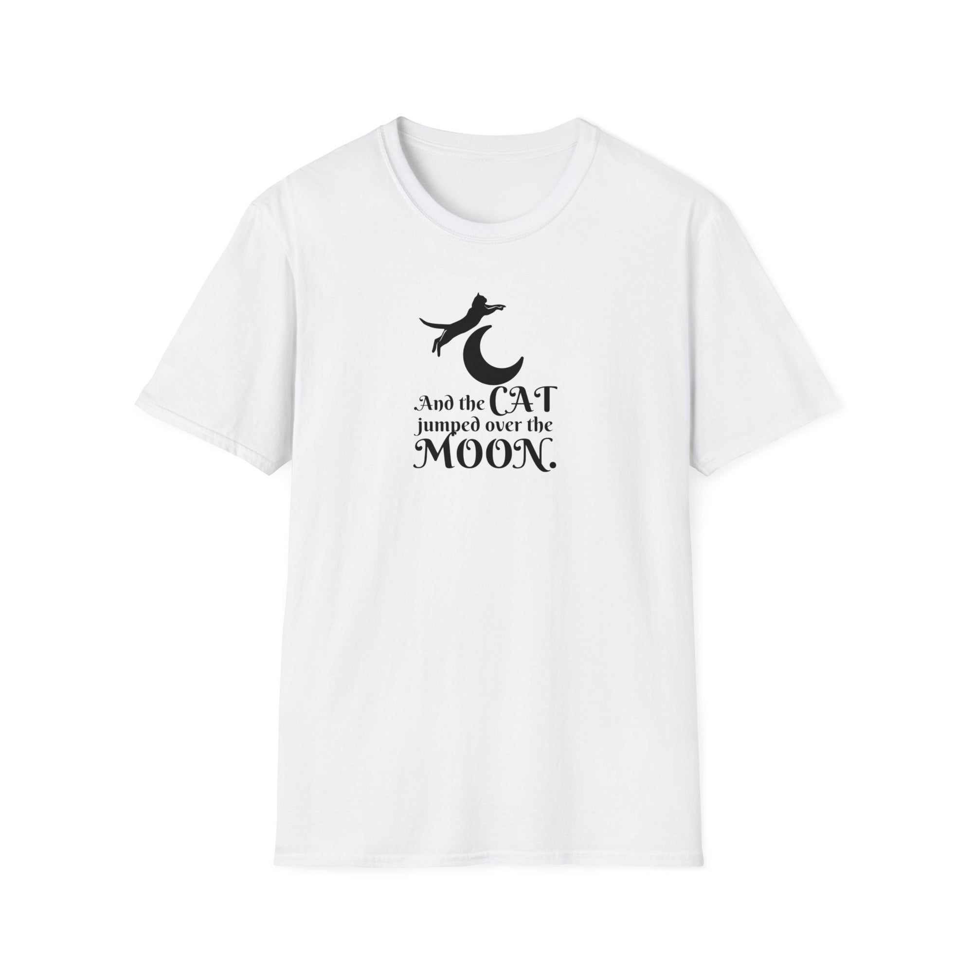 Cat Jumped Over the Moon Unisex Softstyle T - Shirt - T - Shirt - Epileptic Al’s Shop