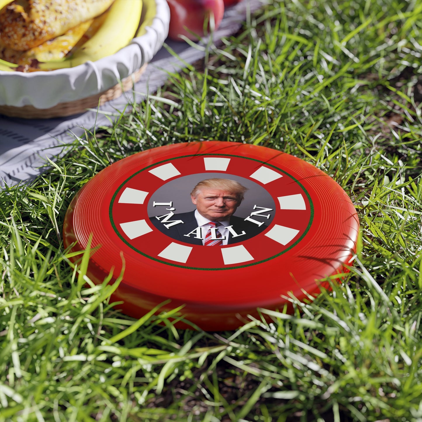 I'm All In with Trump Political Themed Frisbee - Fun Outdoor Game