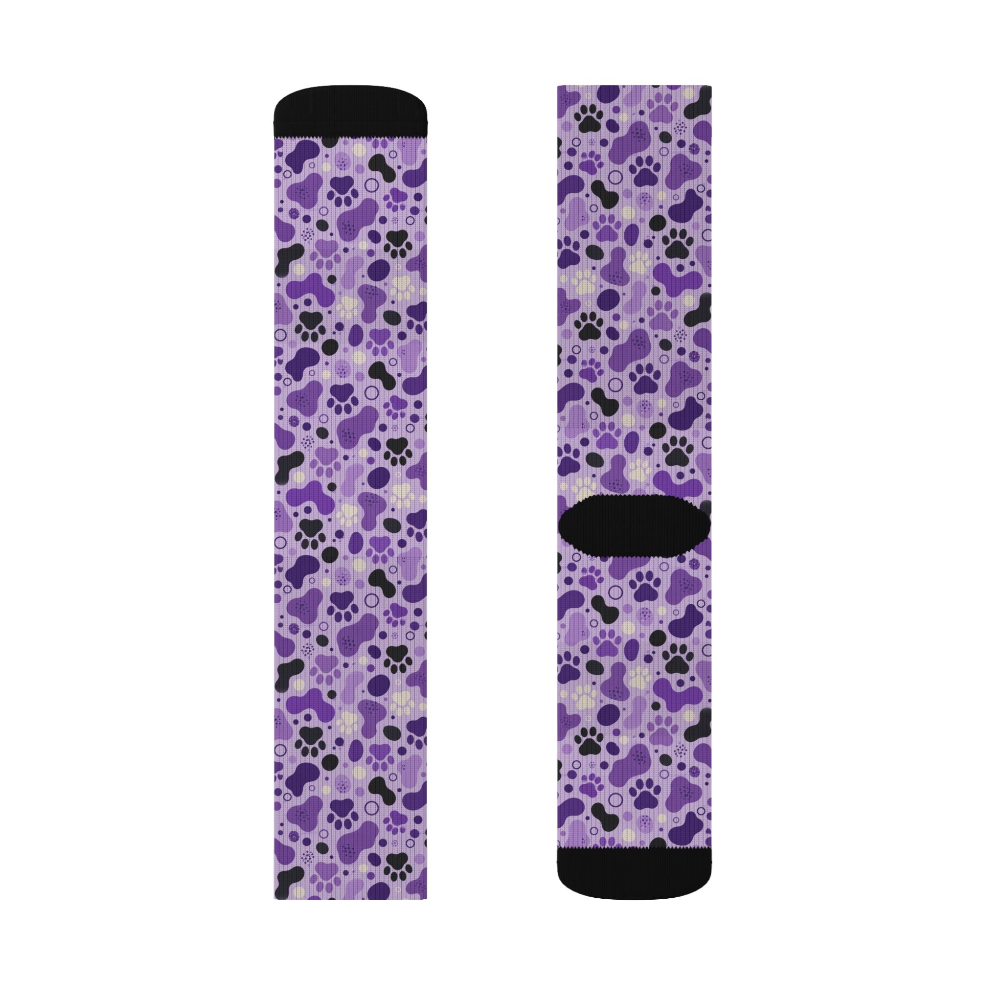 Purple Paws Cat Lover Crew Socks for Cat Ladies