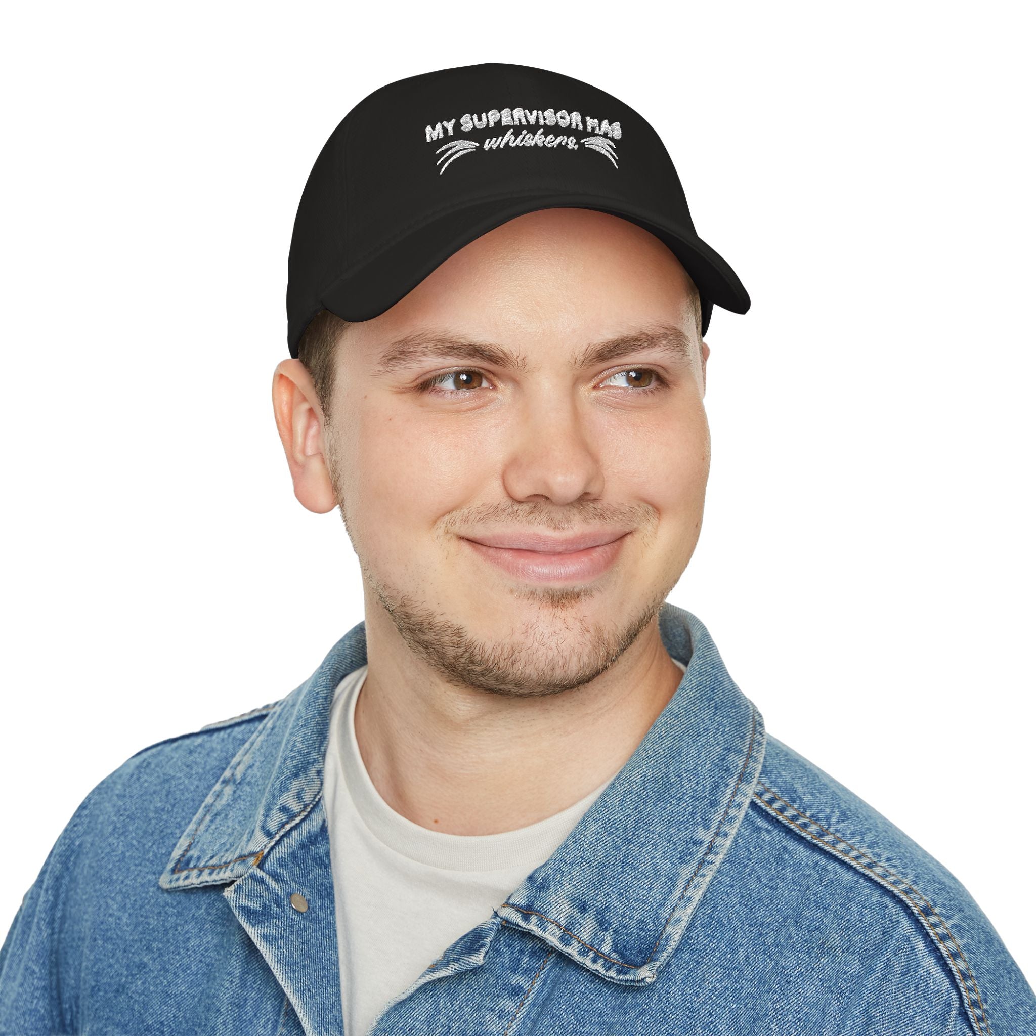 My Supervisor Has Whiskers Embroidered Cat Lover Baseball Cap