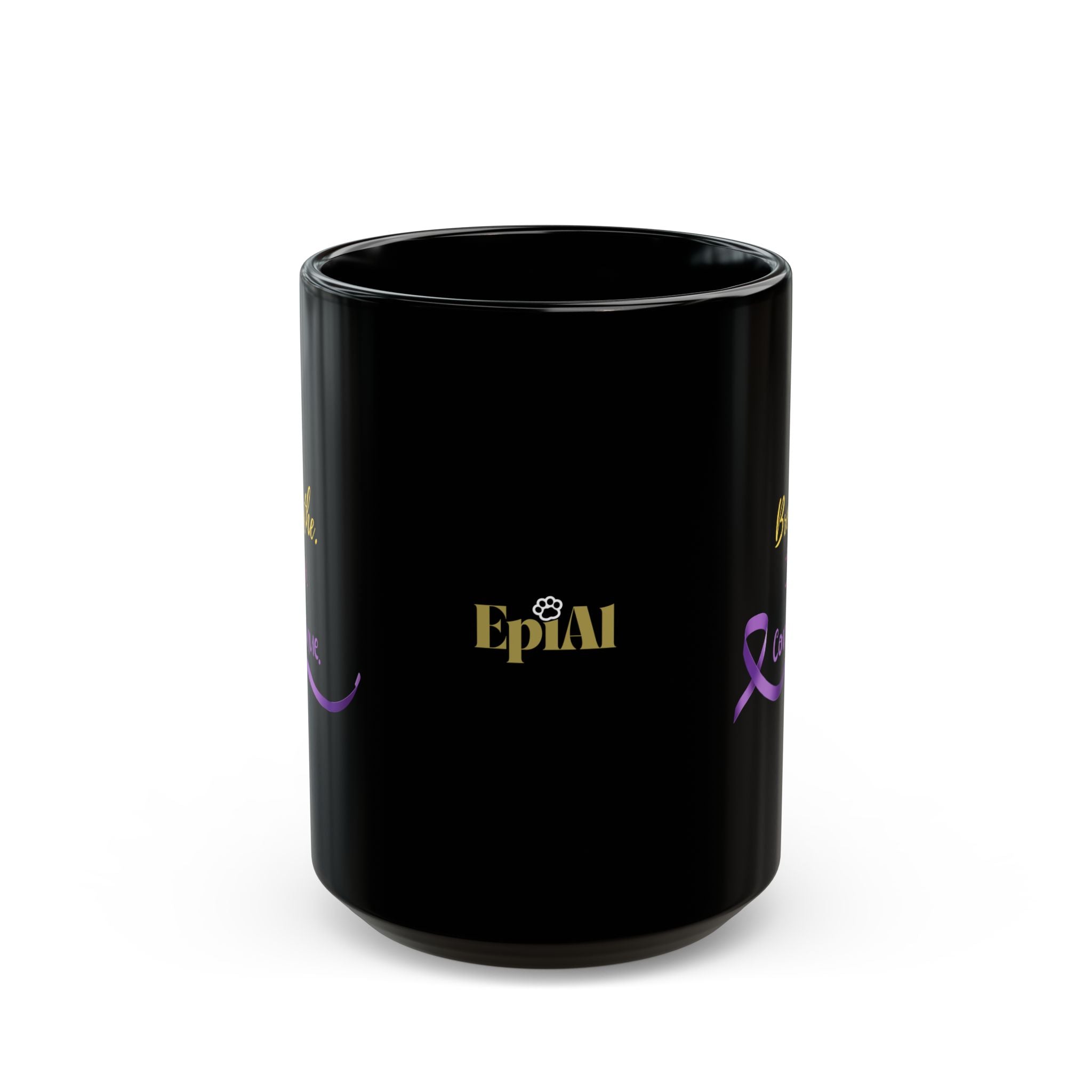 Breathe. Sip. Continue. Black Coffee Mug – Epilepsy Awareness