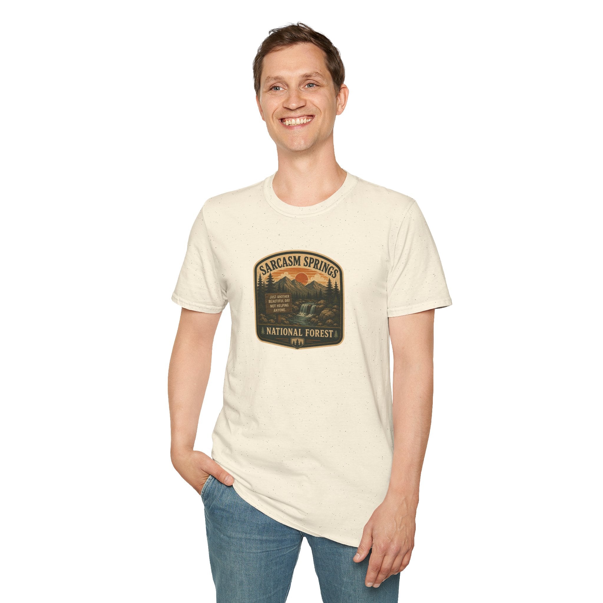 Sarcasm Springs National Forest Unisex T-Shirt | Funny Retro Outdoors Graphic Tee
