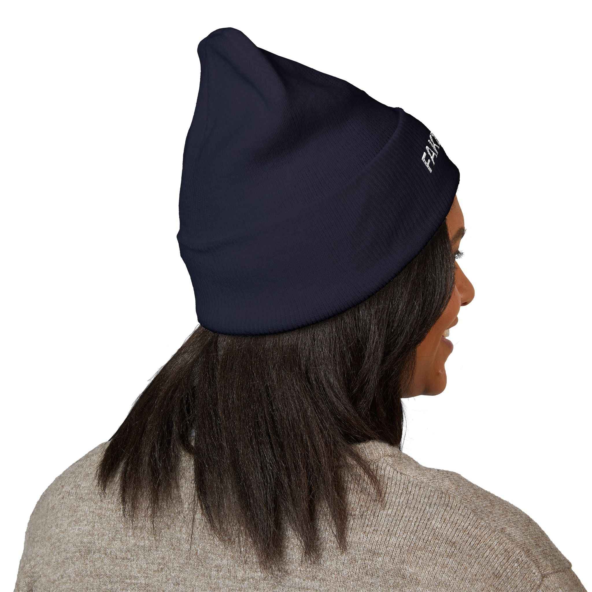 Fake News Embroidered Knit Beanie