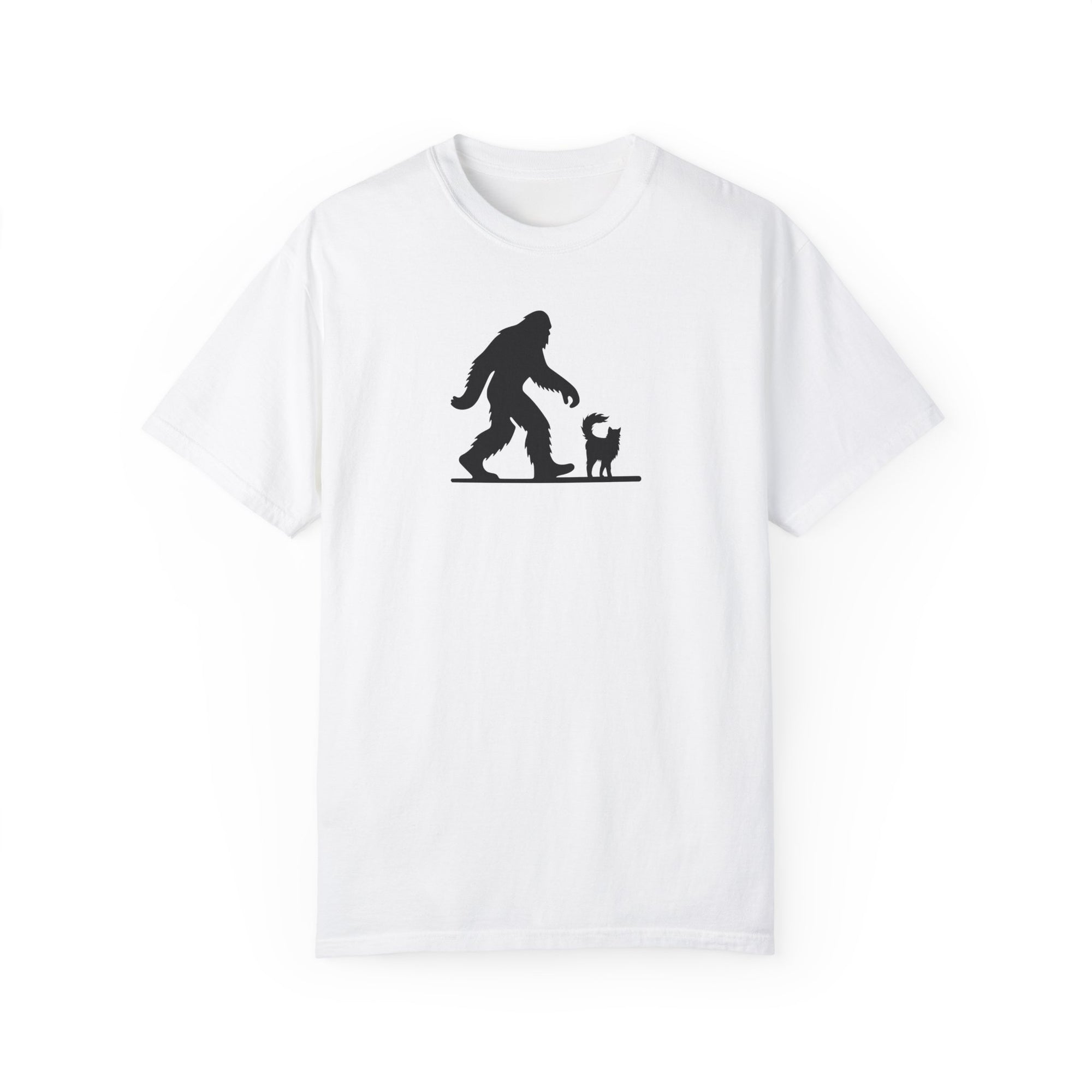Bigfoot & Cat Unisex Garment-Dyed T-Shirt - Fun Casual Wear