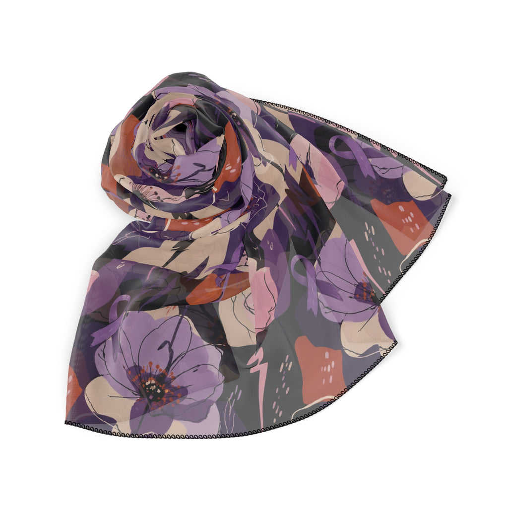 Epilepsy Awareness Floral Scarf | Purple Ribbon Square Scarf