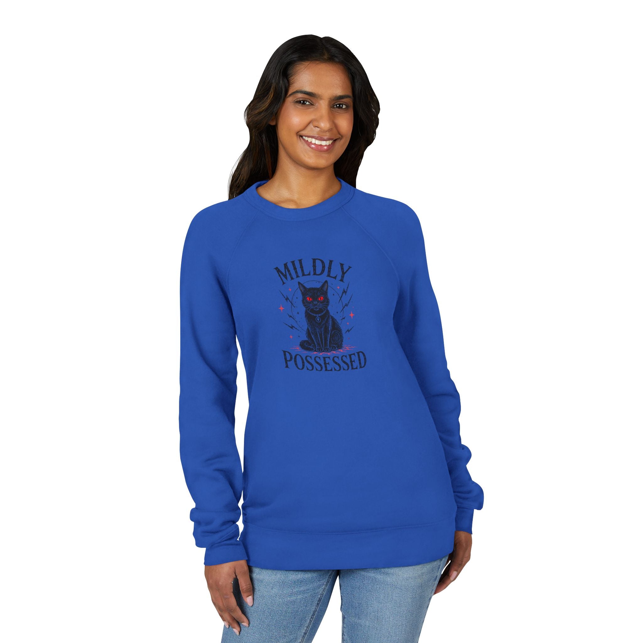 Mildly Possessed Black Cat Raglan Sweatshirt