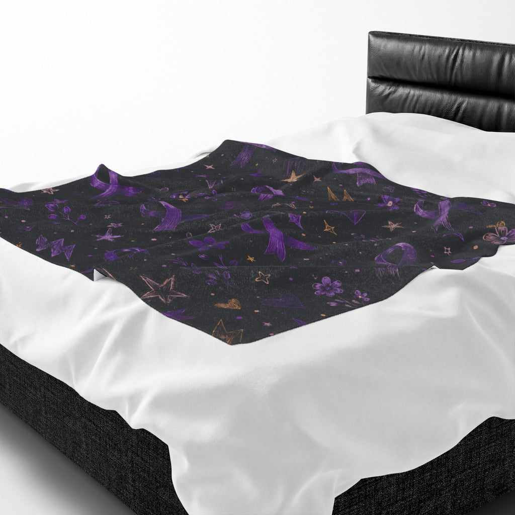 Purple Epilepsy Awareness Ribbon Velveteen Plush Blanket