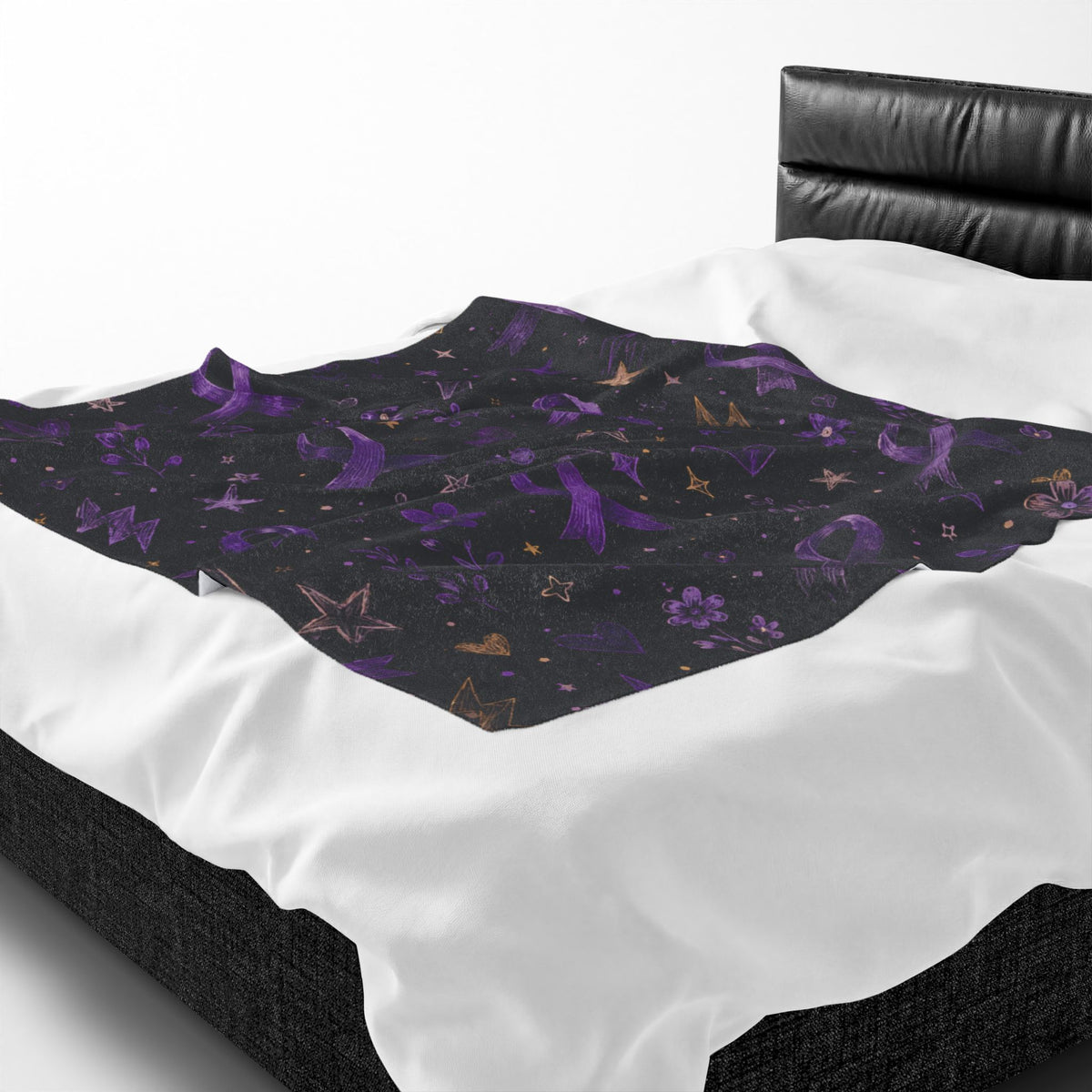 Purple Epilepsy Awareness Ribbon Velveteen Plush Blanket
