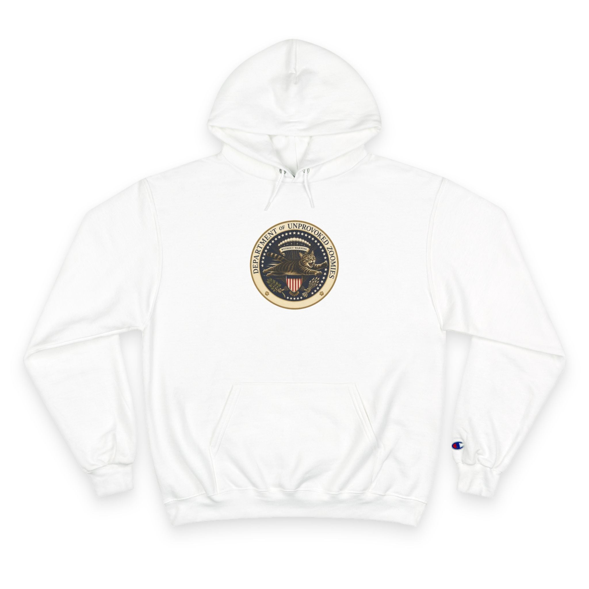 Department of Unprovoked Zoomies Champion Hoodie | Funny Cat Seal Sweatshirt