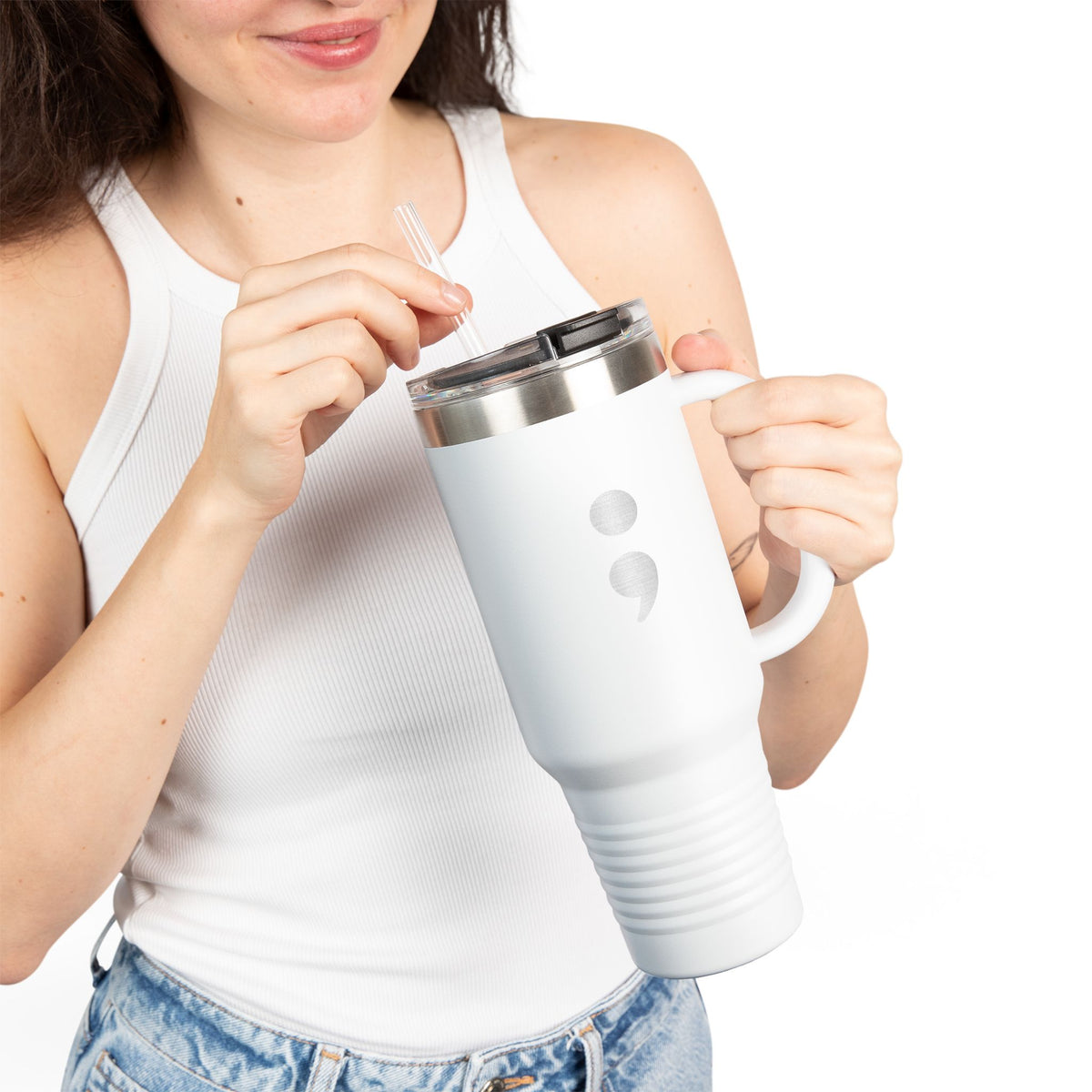 Semicolon Suicide Awareness 40 oz Insulated Travel Mug
