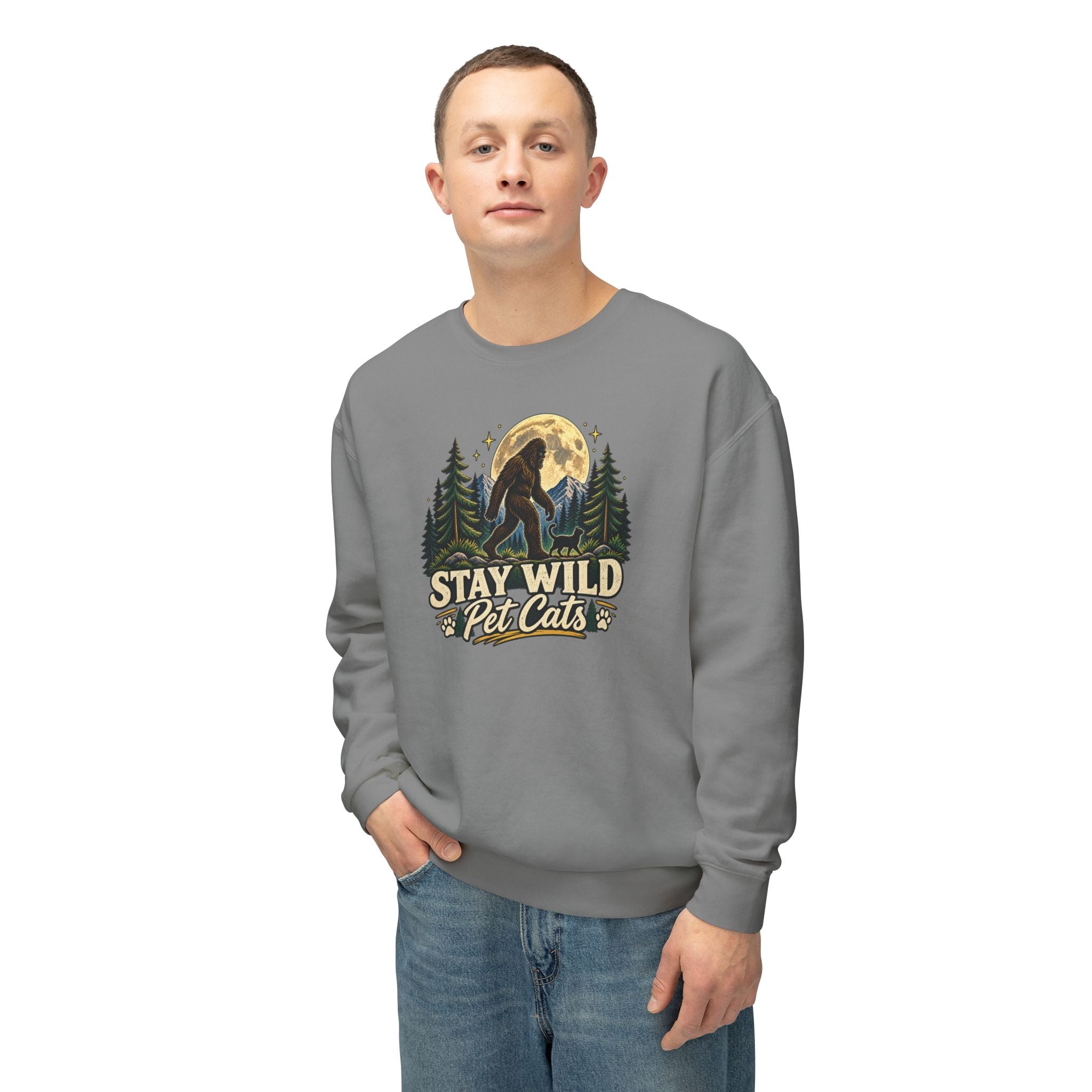 Stay Wild Pet Cats Sasquatch Crewneck Sweatshirt