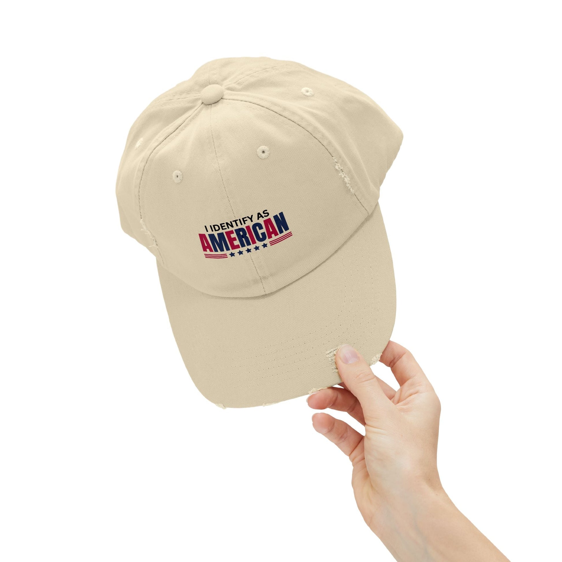 I Identify as American Unisex Distressed Cap Printify
