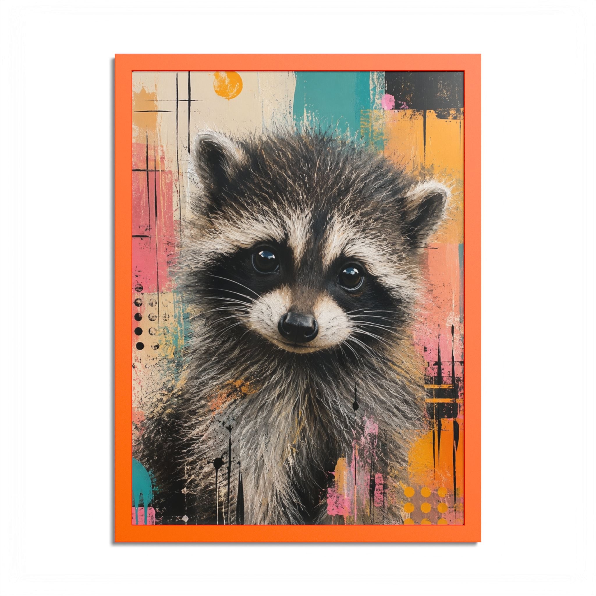 Jimothy Modern Raccoon Framed Wall Art | Colorful Contemporary Animal Portrait