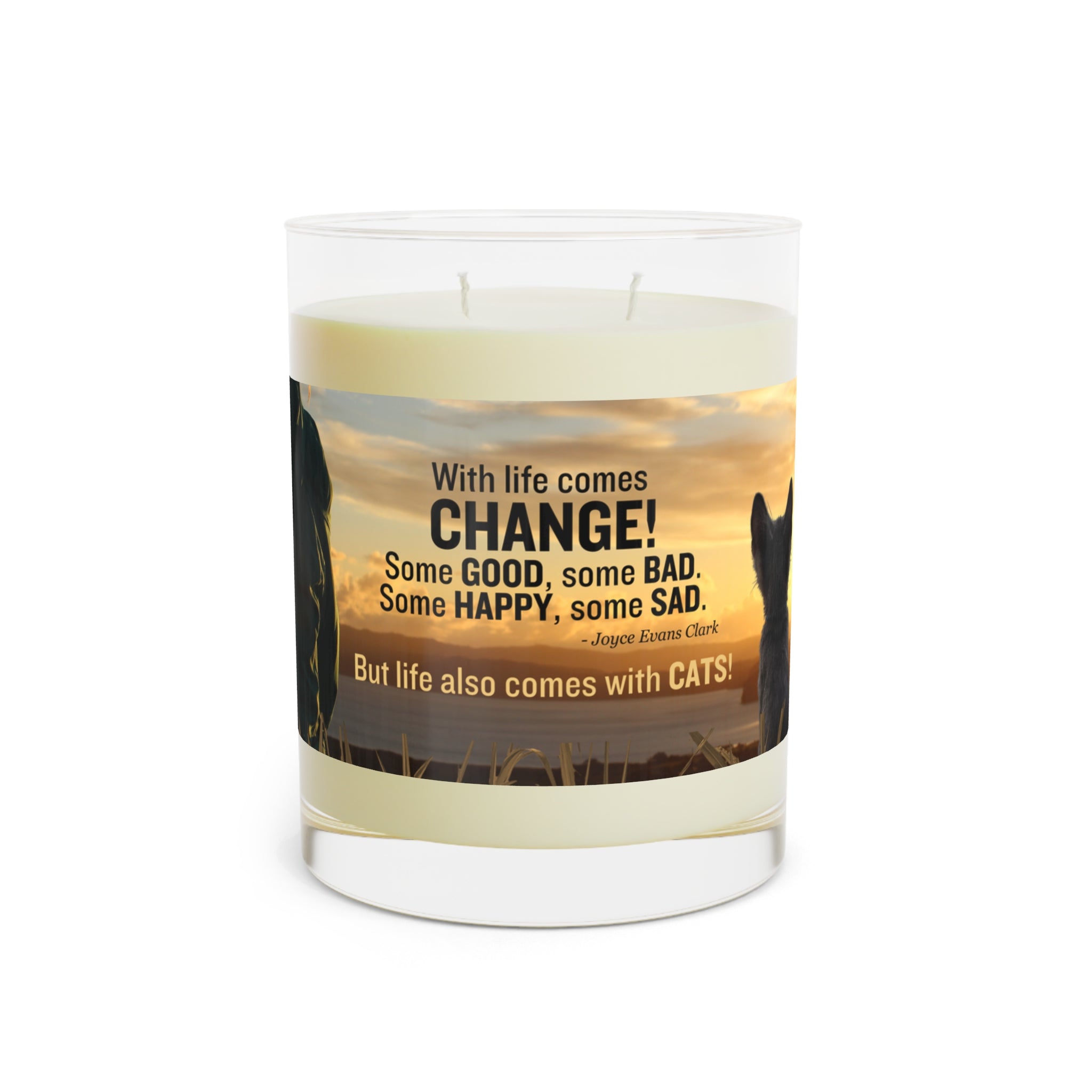 Photo depicting the ​Life Comes with Cats Scented Candle - Full Glass, 11oz from EpiAl's Shop.