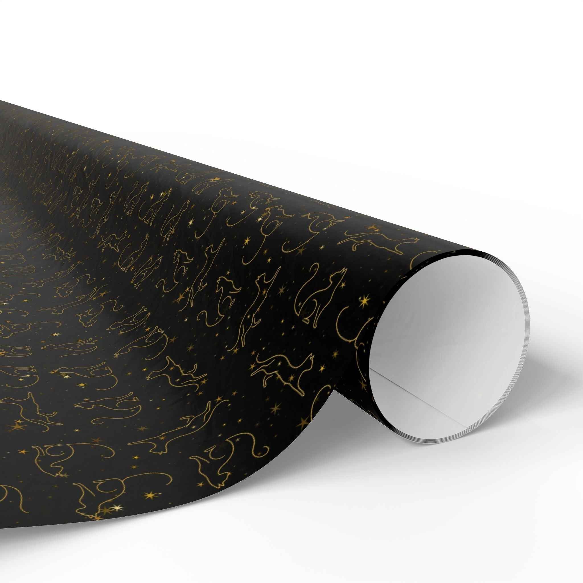 Gold Foil Line-Art Cats Gift Wrap – Elegant All-Purpose Wrapping Paper